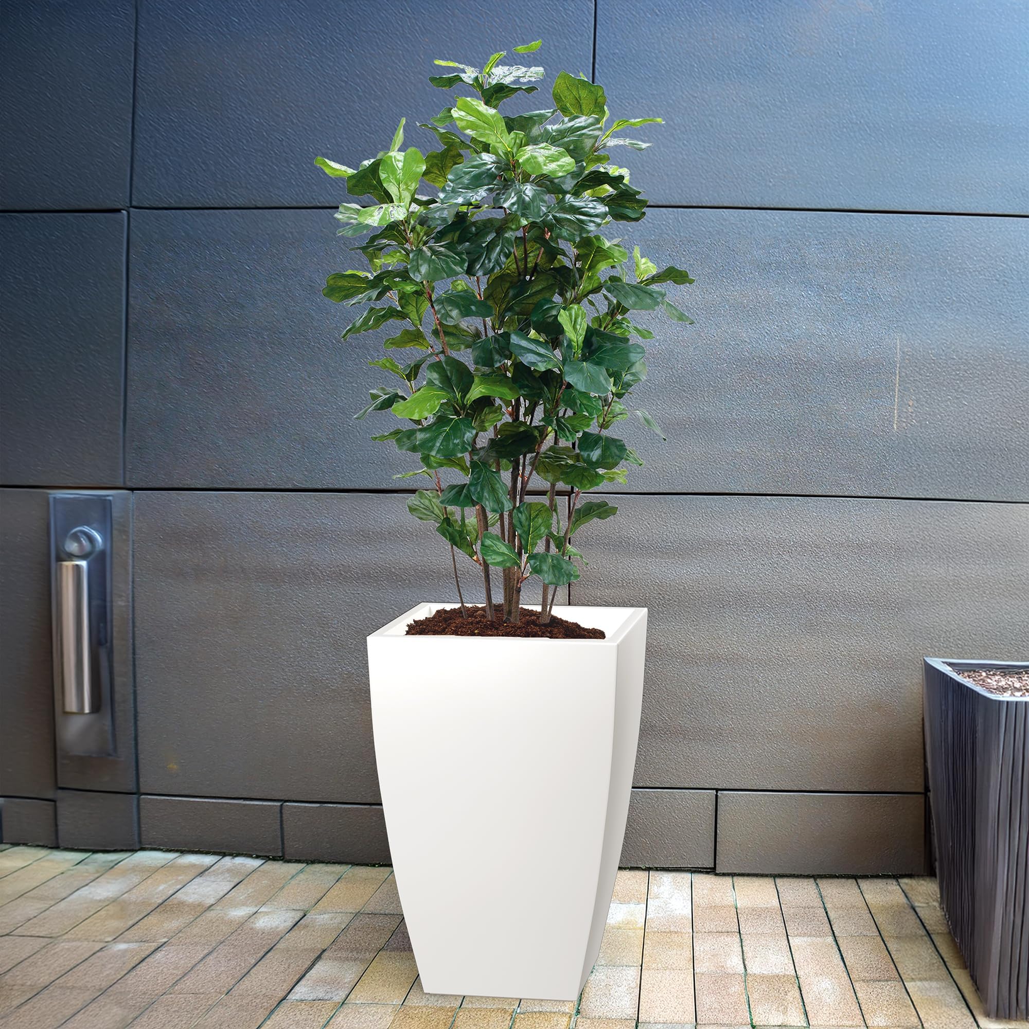 YUCCABE ITALIA FOXB Tk 18 Inch Pots for Plants Highly Durable Polymers Lightweight Indoor Outdoor Plant Pots, Flower Pot Gamla Tree Planter Container Planters for Living Room, Balcony, Garden, White