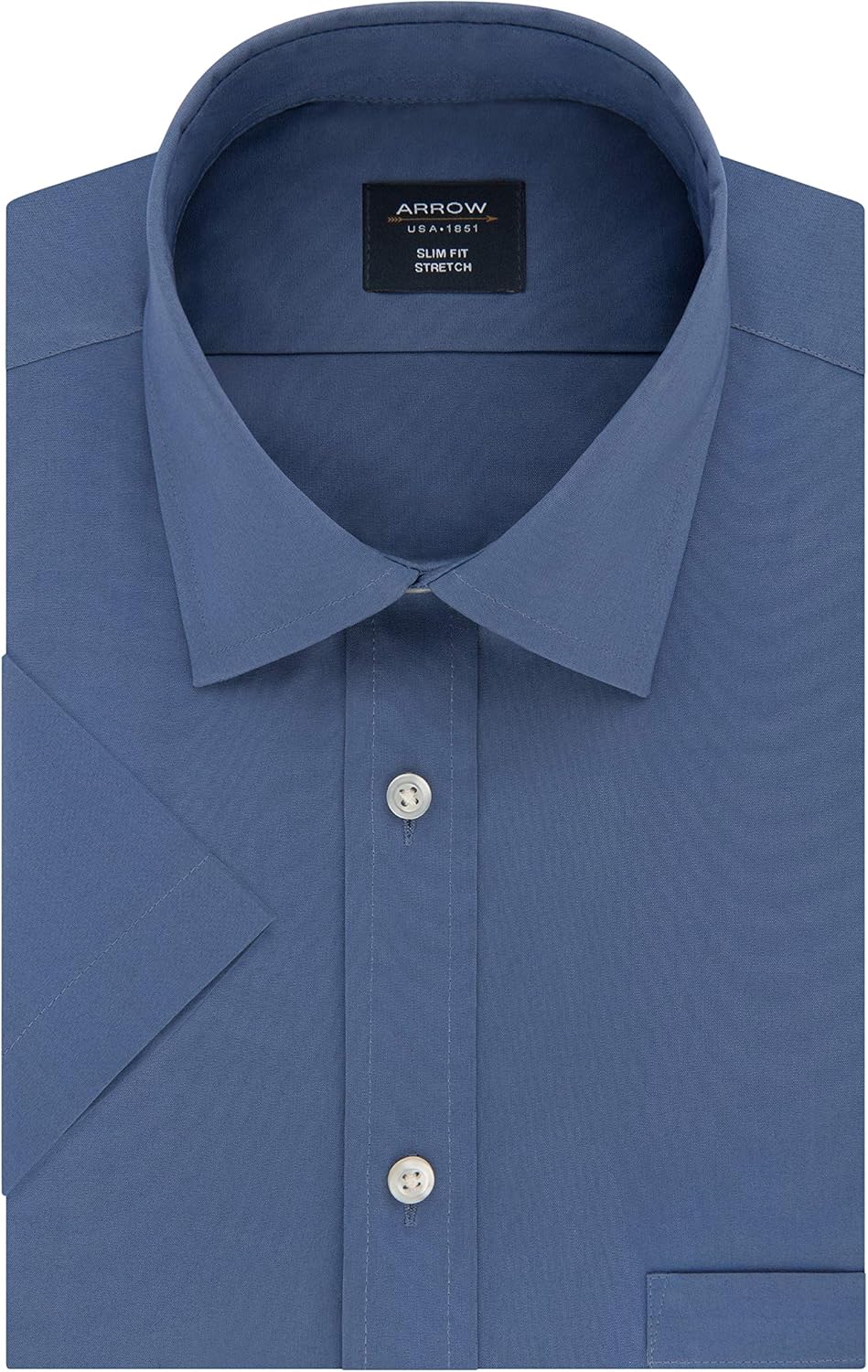 Arrow 1851 Men's Short Sleeve Dress Shirt Slim Fit Stretch Solid at