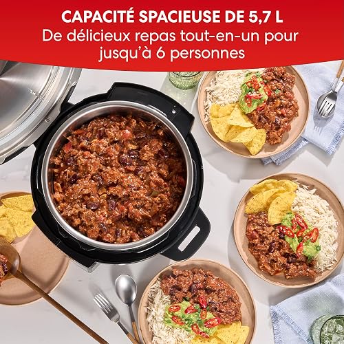 Instant Pot 5.7L Multicuiseur 7-in-1 - Autocuiseur, Mijoteuse, Sauteuse, Yaourtière, Cuiseur d'Œufs, Cuiseur Vapeur et Réchauffeur d'Aliments, Pot Intérieur en Acier Inoxydable, Noir - 4