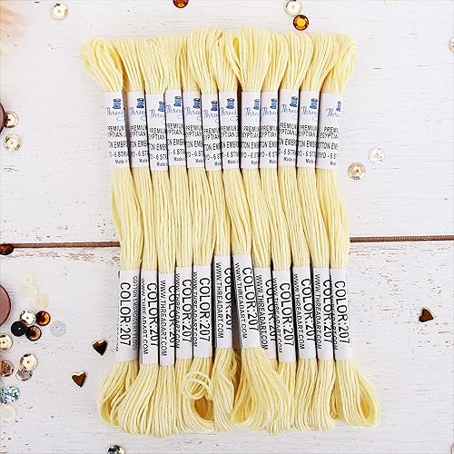 Vista 139 de Threadart - Hilo de bordar de algodón largo egipcio de alta calidad, 12 madejas Morado 6 hilos divisibles de 8.75 yardas cada uno para bordado a