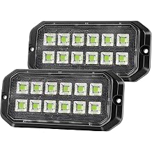 2026 Upgraded Green LED Strobe Lights,12-LED Sync Grill Surface Mount Hazard Warning Lights for 12V/24V Vehicles 2 Pack