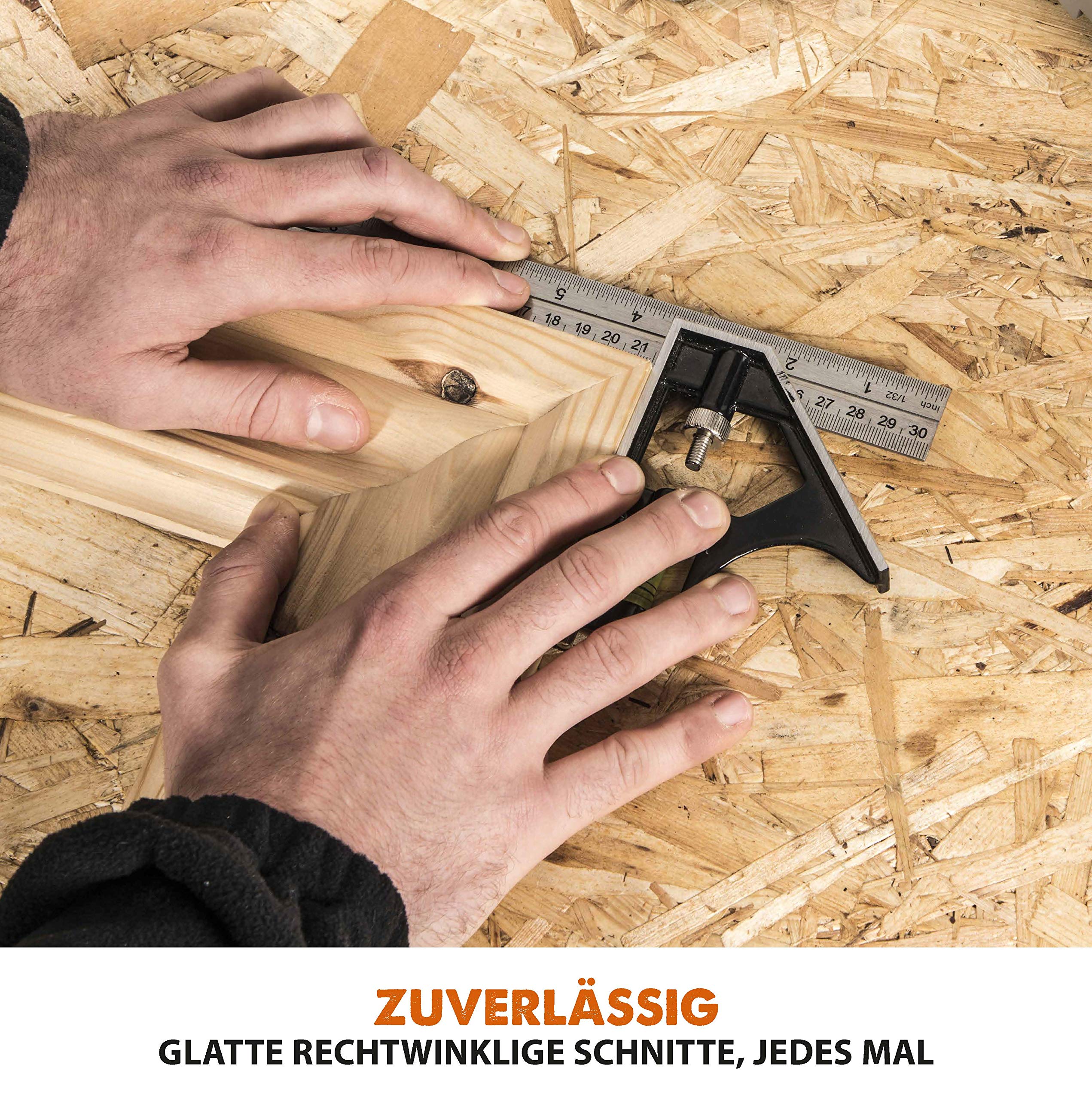 Evolution Schiebe-Kapp- und Gehrungssäge R210SMS-300+ | 1500 W, 300 mm Gleitfunktionalität, Schrägschnitt, Gehrungswinkeln | Ø 210 mm HM TCT Sägeblatt für Multimaterialschnitt | Zug-kapp-gehrungssäge