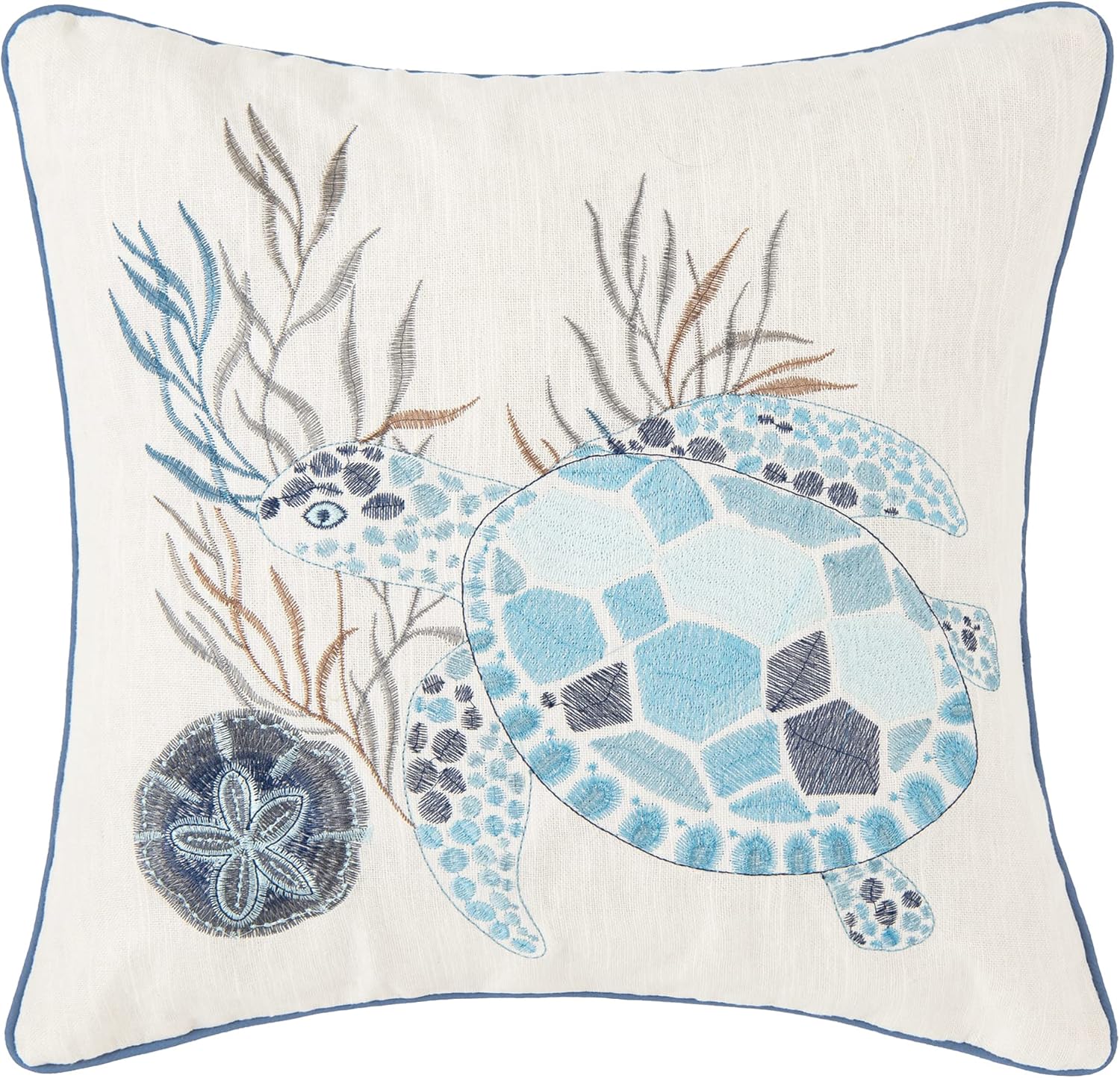 C&F Home C842983316B Turtle Crescent Bay Pillow 18 Inches Square 18" x 18" White