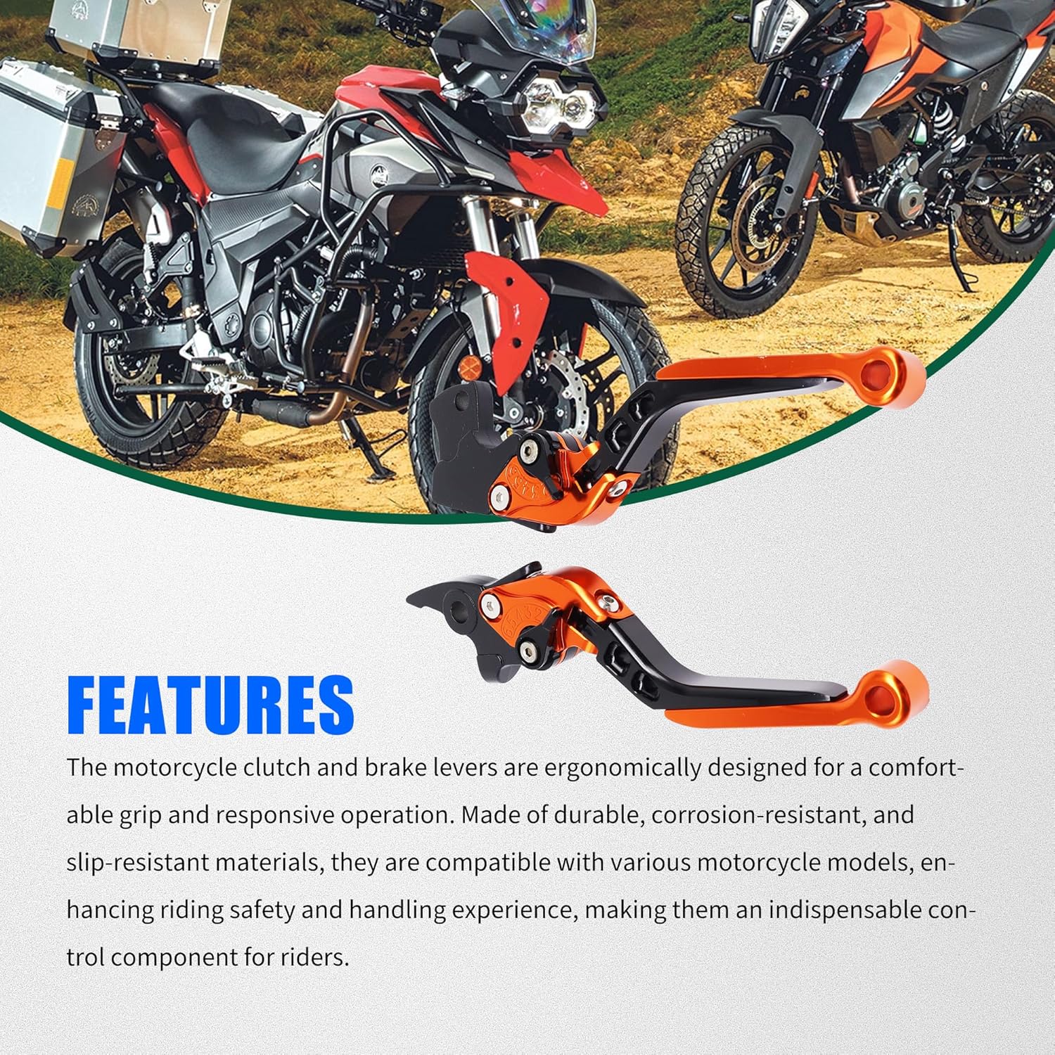 CNC Adjustable Motorcycle Brake Clutch Levers Compatible with KTM Duke 390 Adventure 20-23, Duke/RC 125 200 250 390 13-23, Folding Extendable Aluminum Accessories (Orange)