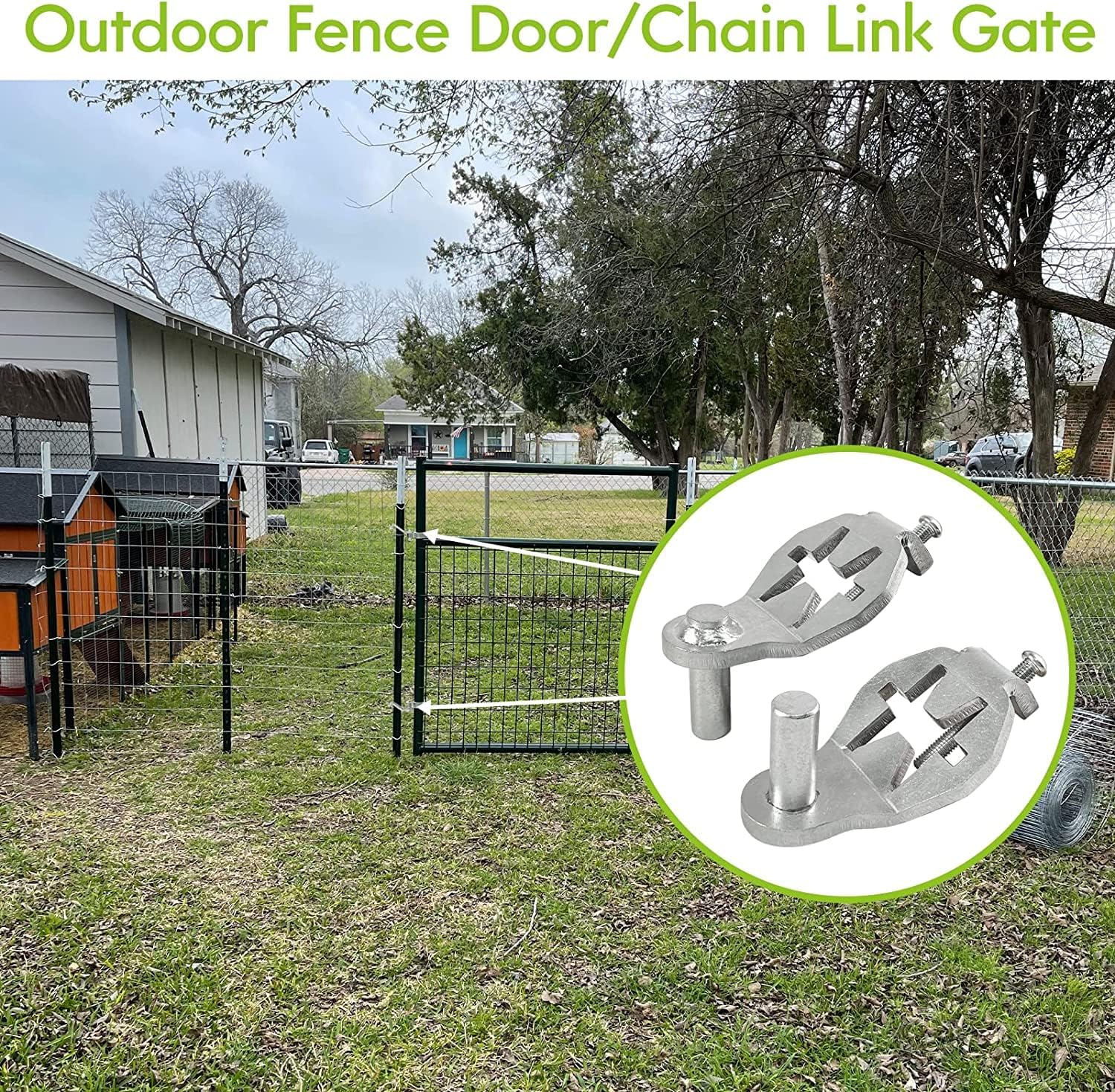 T-Post Gate Hinge Pins - Heavy Duty Gate Hanger, Hang a gate from a Metal T Post, Steel Gate Hinges Target Hanger for Farm Gate, Garden & Backyard Gate, Easy to Install. (Patent)