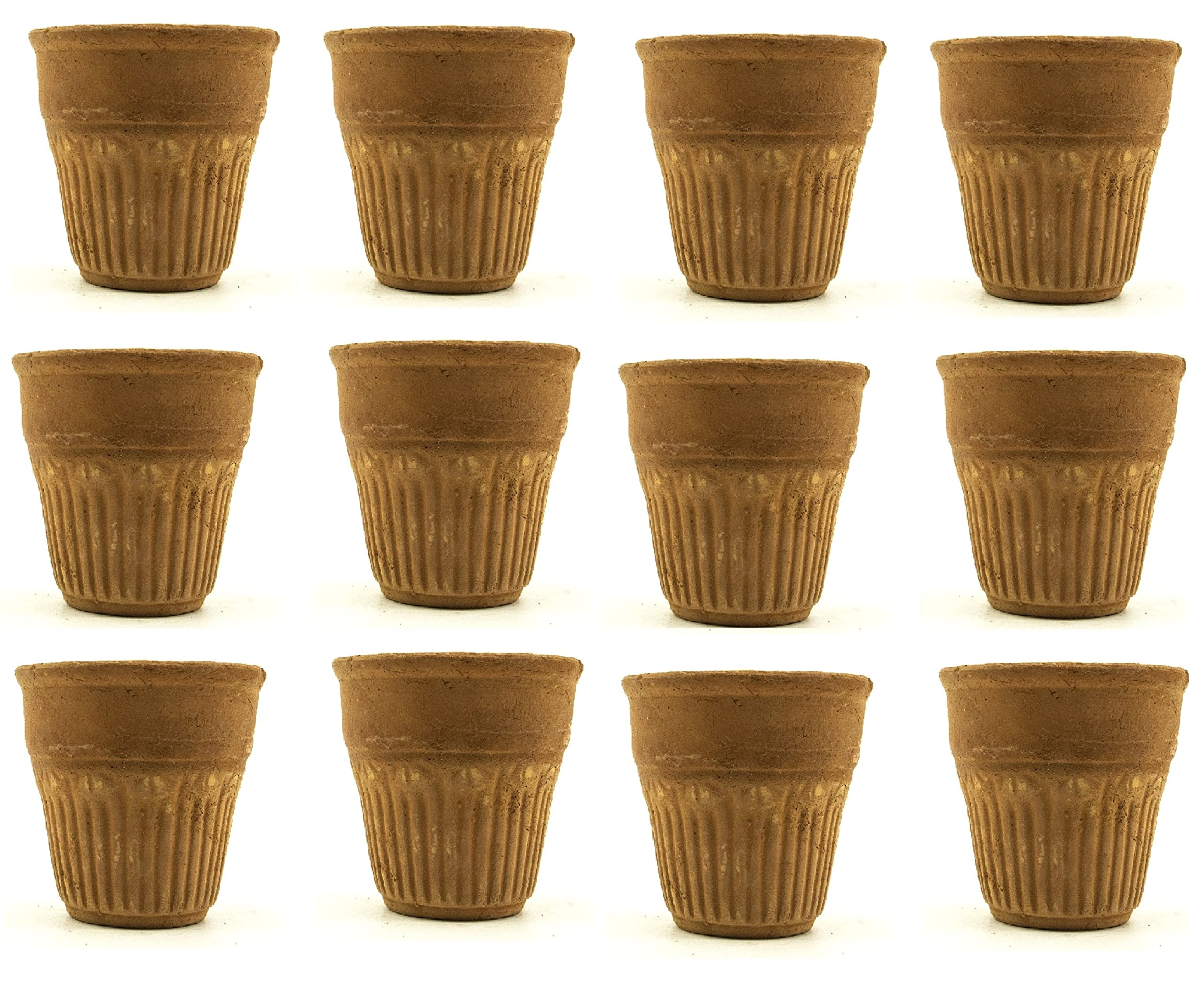 B S NATURAL Brown Clay Indian Traditional Teacup (Pack of 12)
