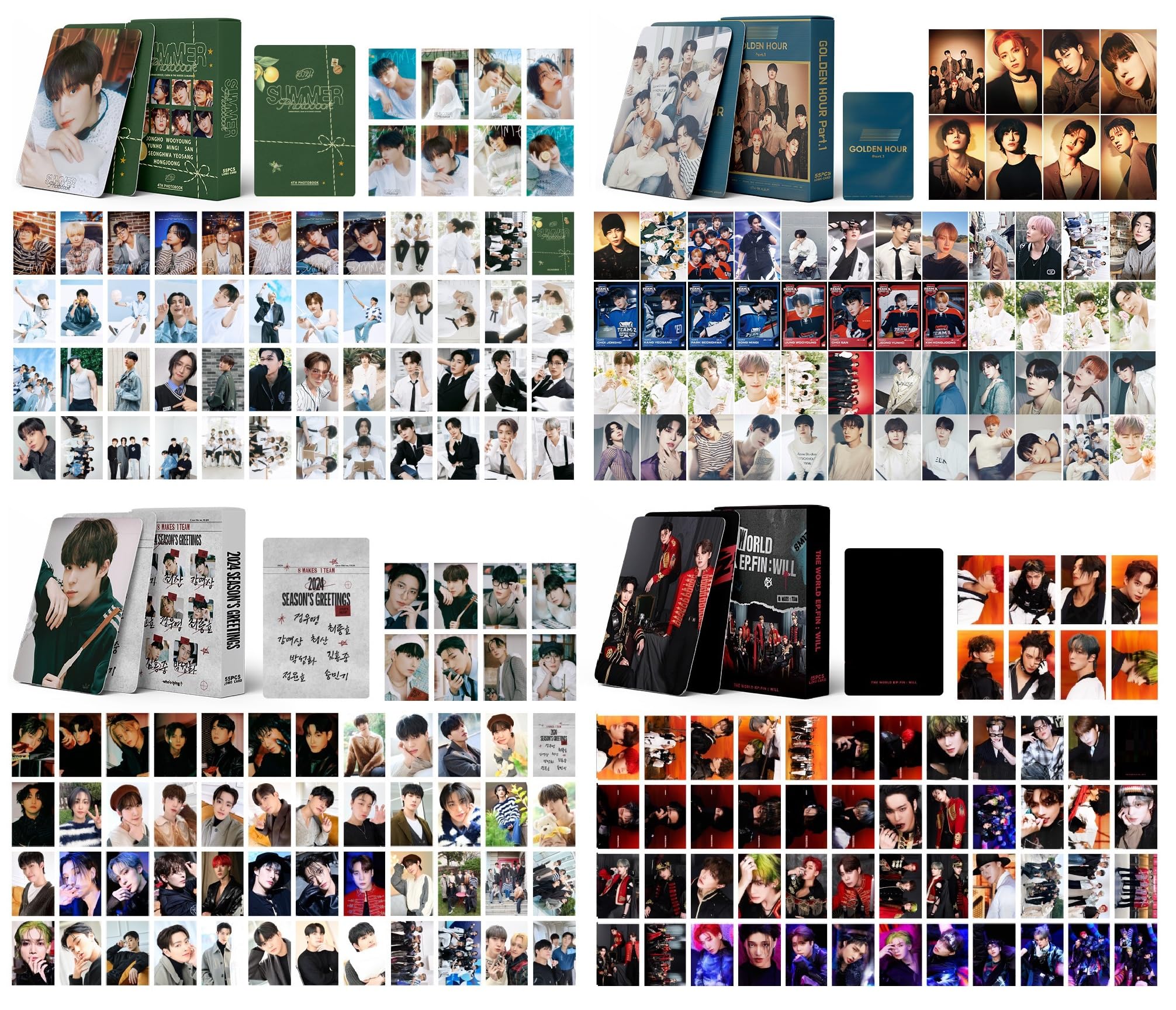 4Pack/220Pcs ATEEZ Photocards ATEEZ Lomo Cards Greeting Card with