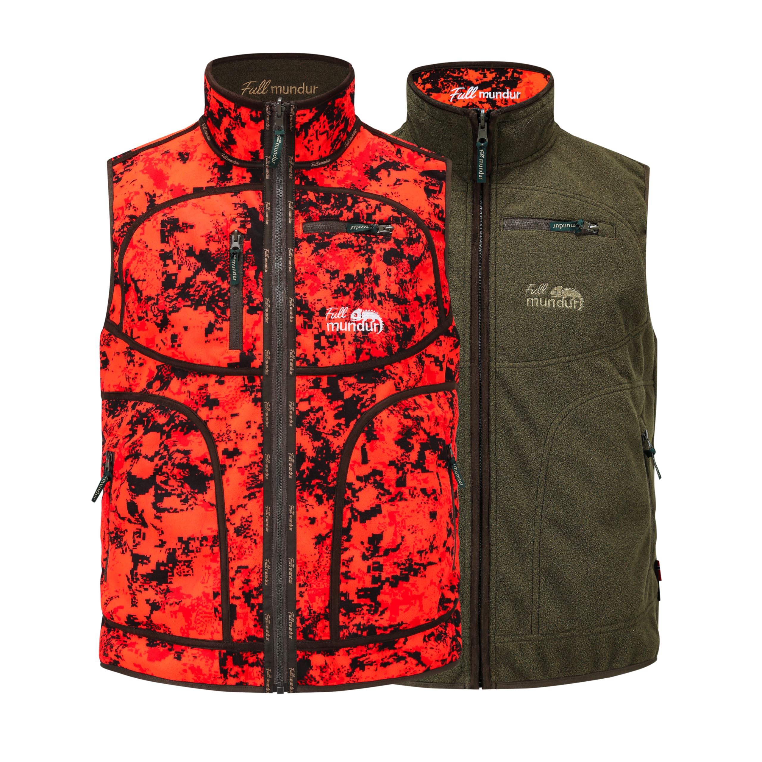 Blaze Gilet da caccia reversibile antivento e impermeabile da uomo con motivo mimetico arancione
