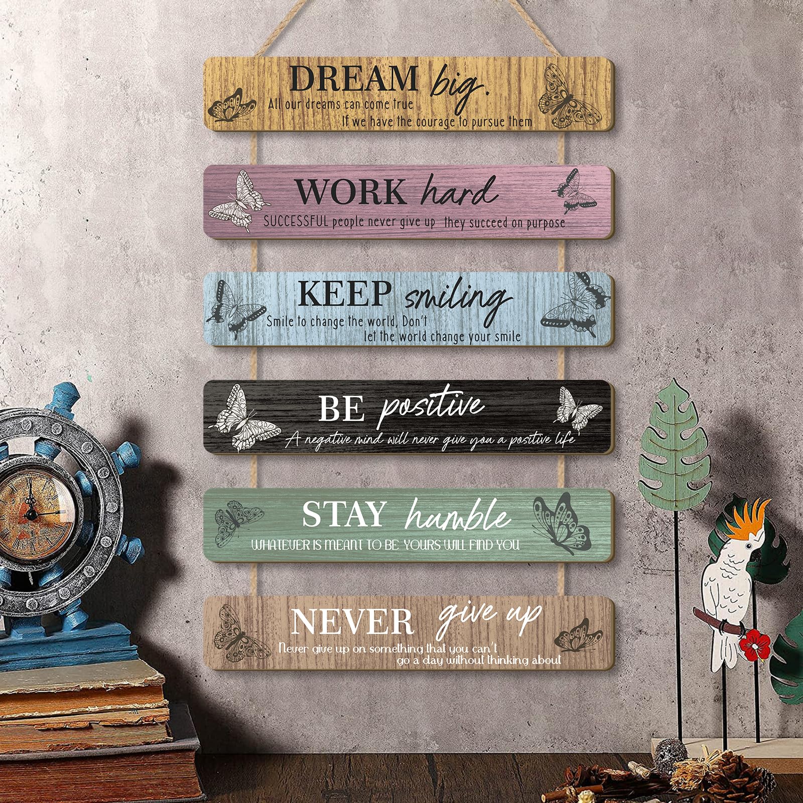 HPNIIUB Dream Big Butterflies Inspirational Quotes Wall Art,Motivational Decor Family Sign,Office Sign Motivational Wall Art for Nursery,Positive Affirmations Decor - Image 2