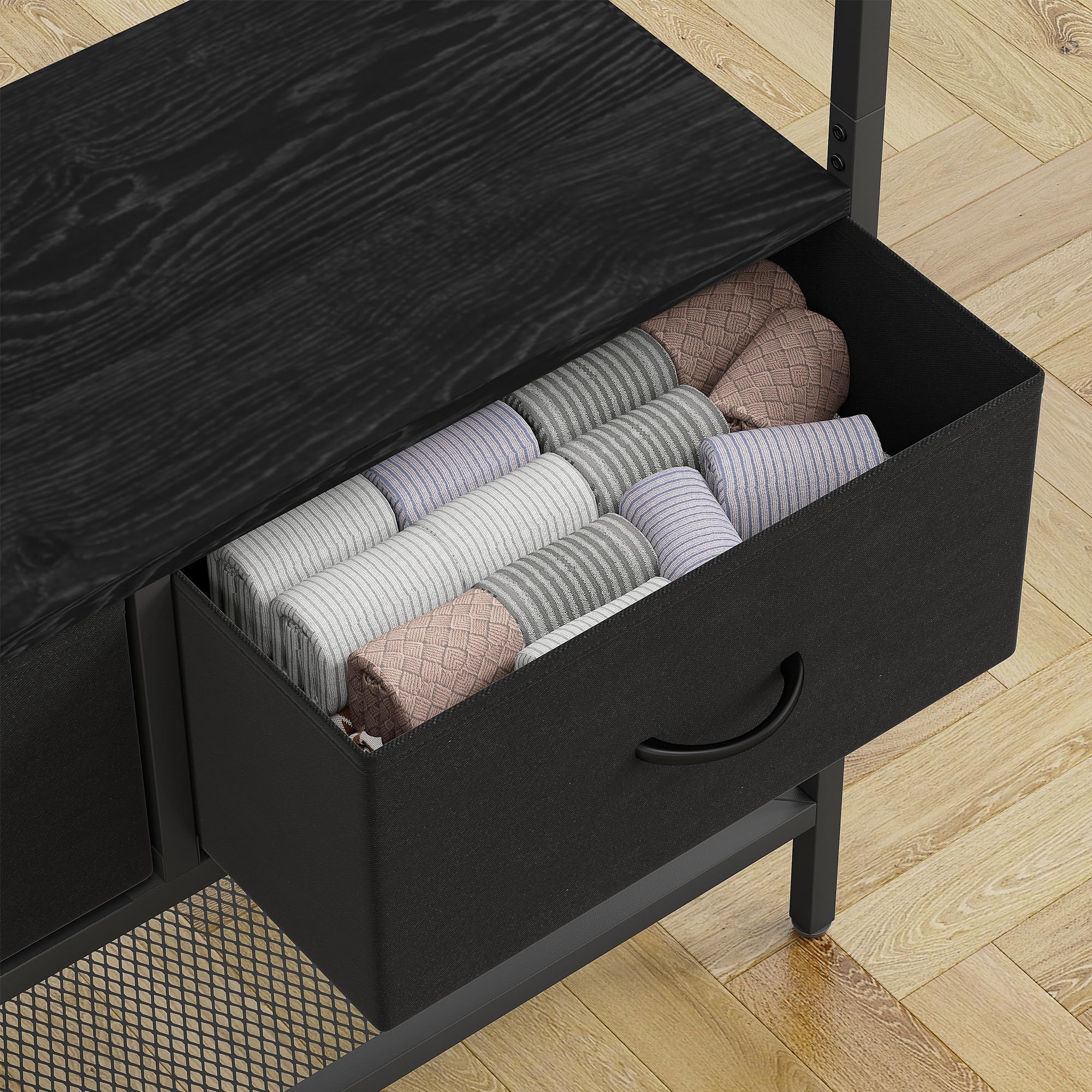 HOMCOM Porte-manteau Vestiaire 2 Tiroirs en Tissu 80 x 30 x 180,5 cm Noir