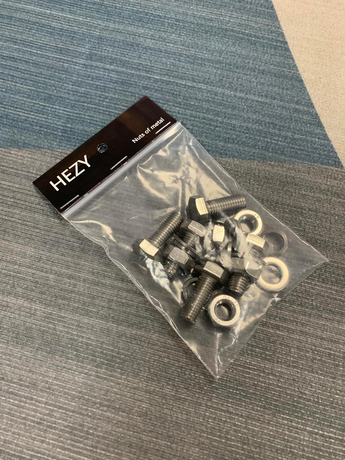 HEZY 10 M5*8mm Screws 304 Stainless Steel Hex Head Bolts Nuts Kit with Flat & Spring Lock Washers, Heavy Duty Assortment Set for Industrial, Automotive & DIY Projects