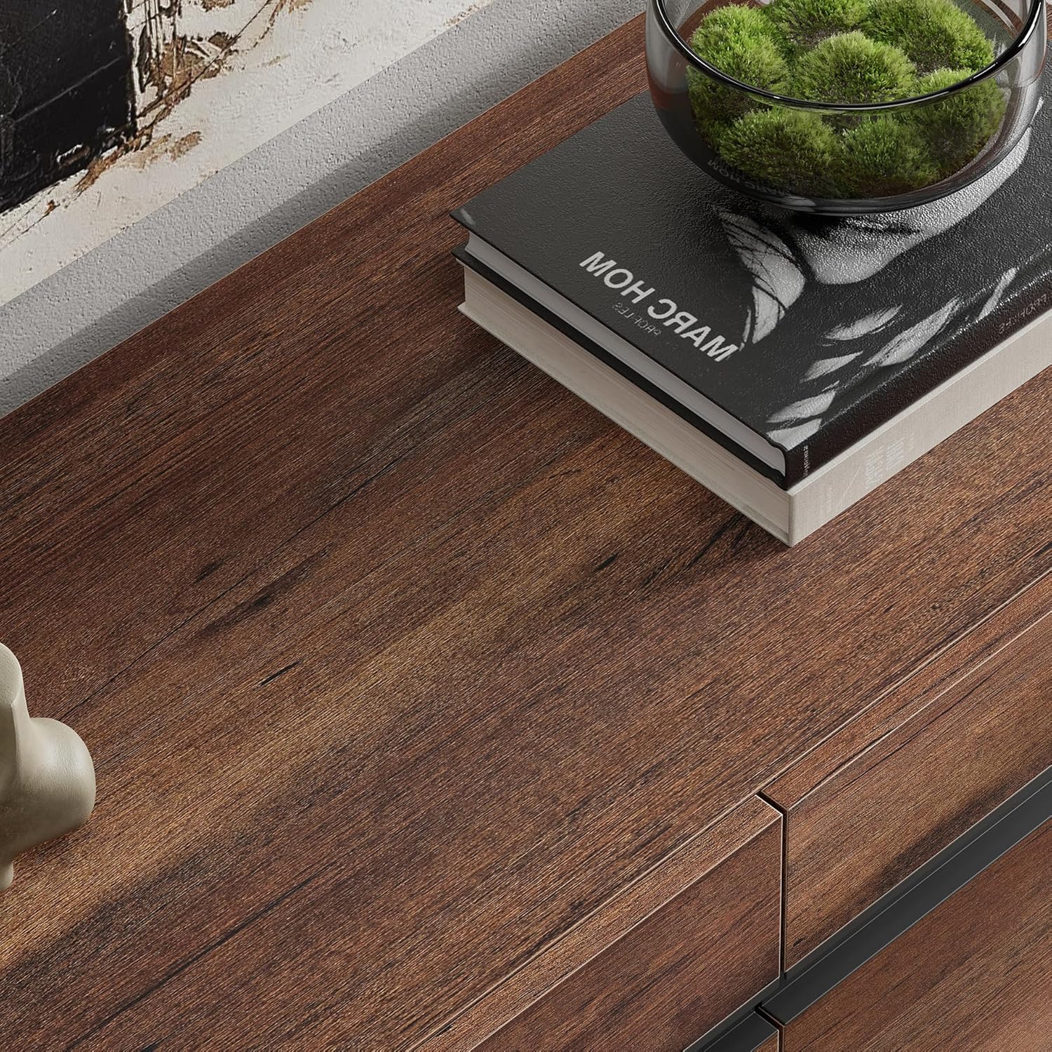 WAMPAT Modern TV Stand With Storage Cabinets for 110 Inch TV, Wood Entertainment Center Media Console Table With Metal Leg for Living Room Bedroom, Brown