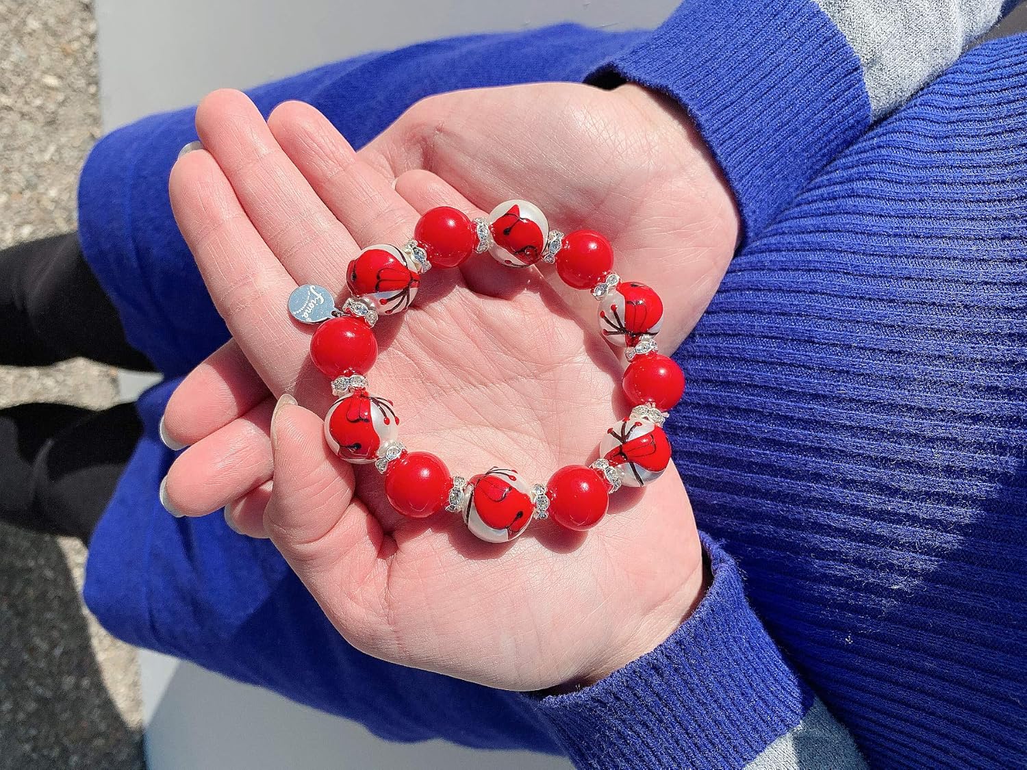 fiona Red Cardinal Bracelet, STL Cardinals Holiday Jewelry for Women, Christmas Remembrance Memorial Birthday Gift for Her, 1 pc - Image 2