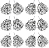 Comicfs 12 Pcs Cheerleading Pom Poms Cheer Pom Poms Fun Pom Poms Metallic Foil Pom Poms Cheerleading Poms with Plastic Handles for Cheering Squad Team Spirited Sports Dance Kids Metallic Foil-Silver