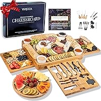 VAREZZA Large Bamboo Charcuterie Board Set with Accessories - Ideal Housewarming, Bridal Shower & New Home Gift