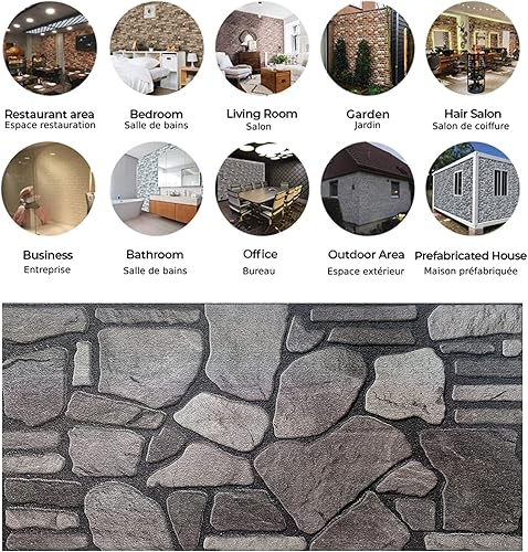 Miniatura 4 de Dundee Deco Paneles de pared 3D  Revestimiento de pared gris carbón ceniza piedra aspecto piedra revestimiento revestimiento de espuma de