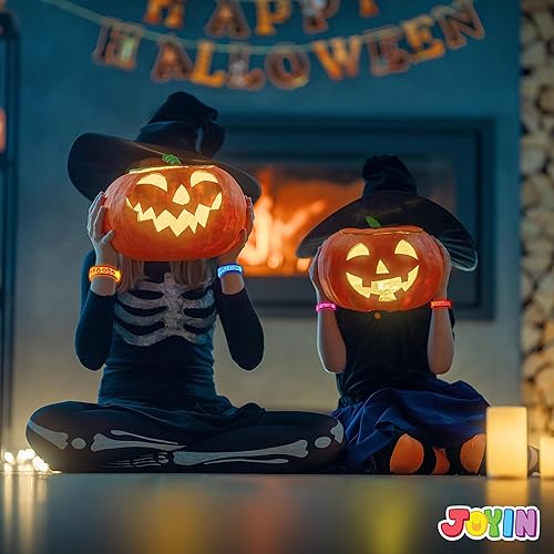Miniatura 9 de JOYIN 6 pulseras de Halloween iluminadas, juguetes de pulsera LED que brillan en la oscuridad, muñecas delgadas, truco o trato para conciertos,