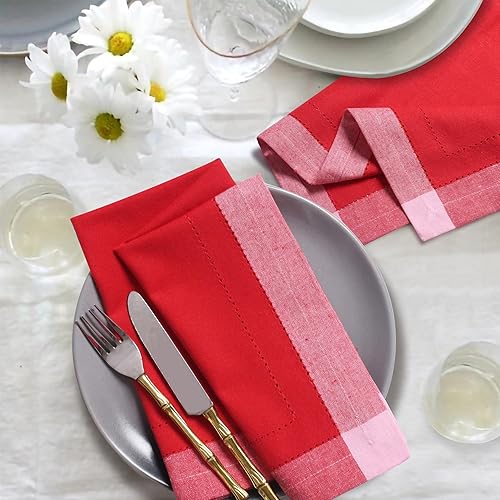 Miniatura 282 de Servilletas de lino y algodón de 18 x 18 pulgadas natural con vainica, servilletas de boda, servilletas de cóctel, servilletas de tela, servilletas