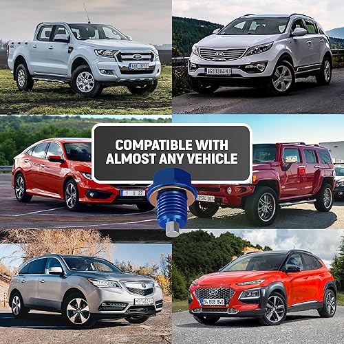 Miniatura 4 de Tapón magnético de drenaje de aceite M14x1.5, imán de neodimio, perno de aluminio con arandela de 5 Cooper, tapón de drenaje de aceite resistente,