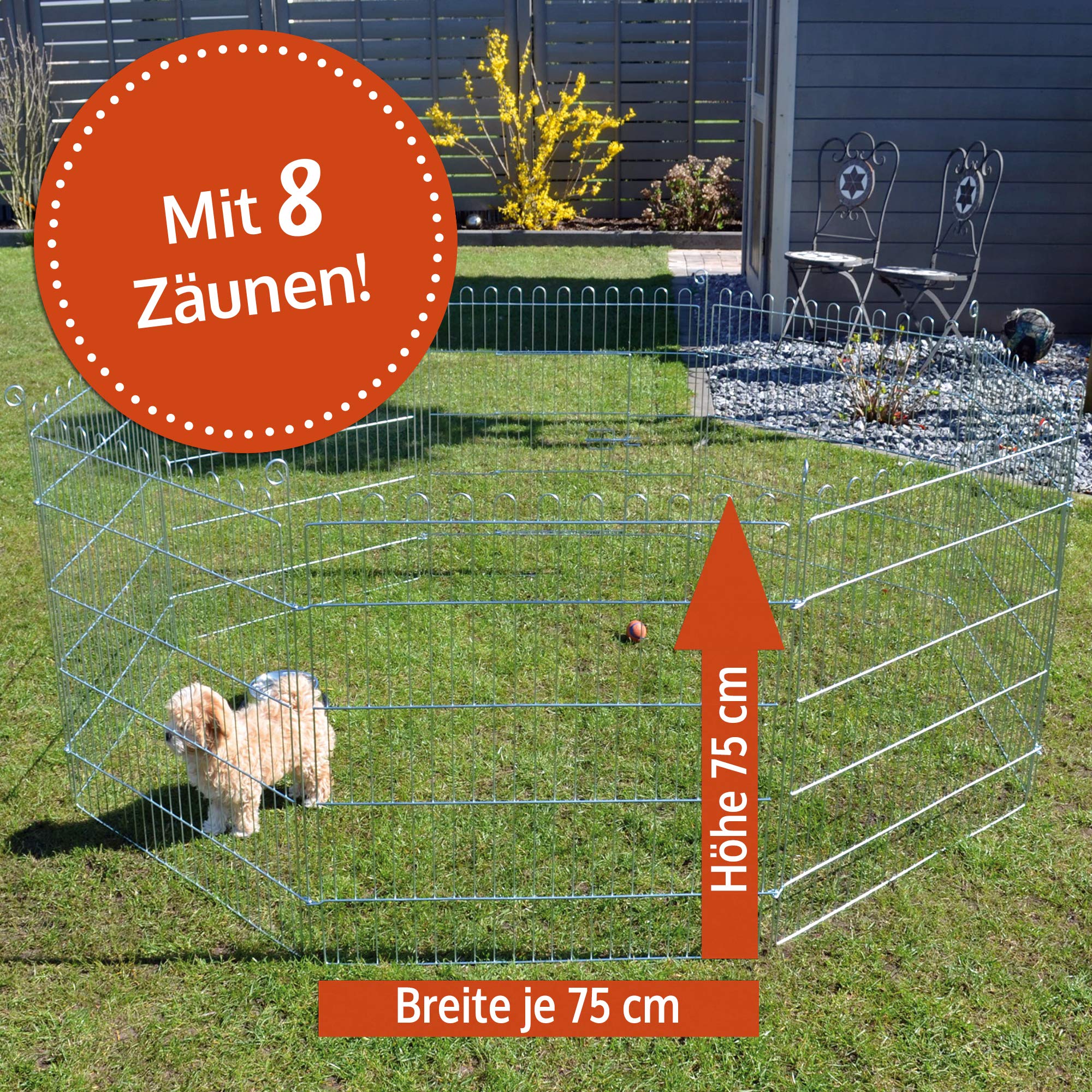 zooprinz premium xxl Freilaufgehege/Auslaufgitter - ideal für Kleintiere und Hunde/Welpen - mit Schutznetz - 2 Modelle zur Wahl mit oder ohne Bodenschutz - perfekt für drinnen und draußen - winterfest