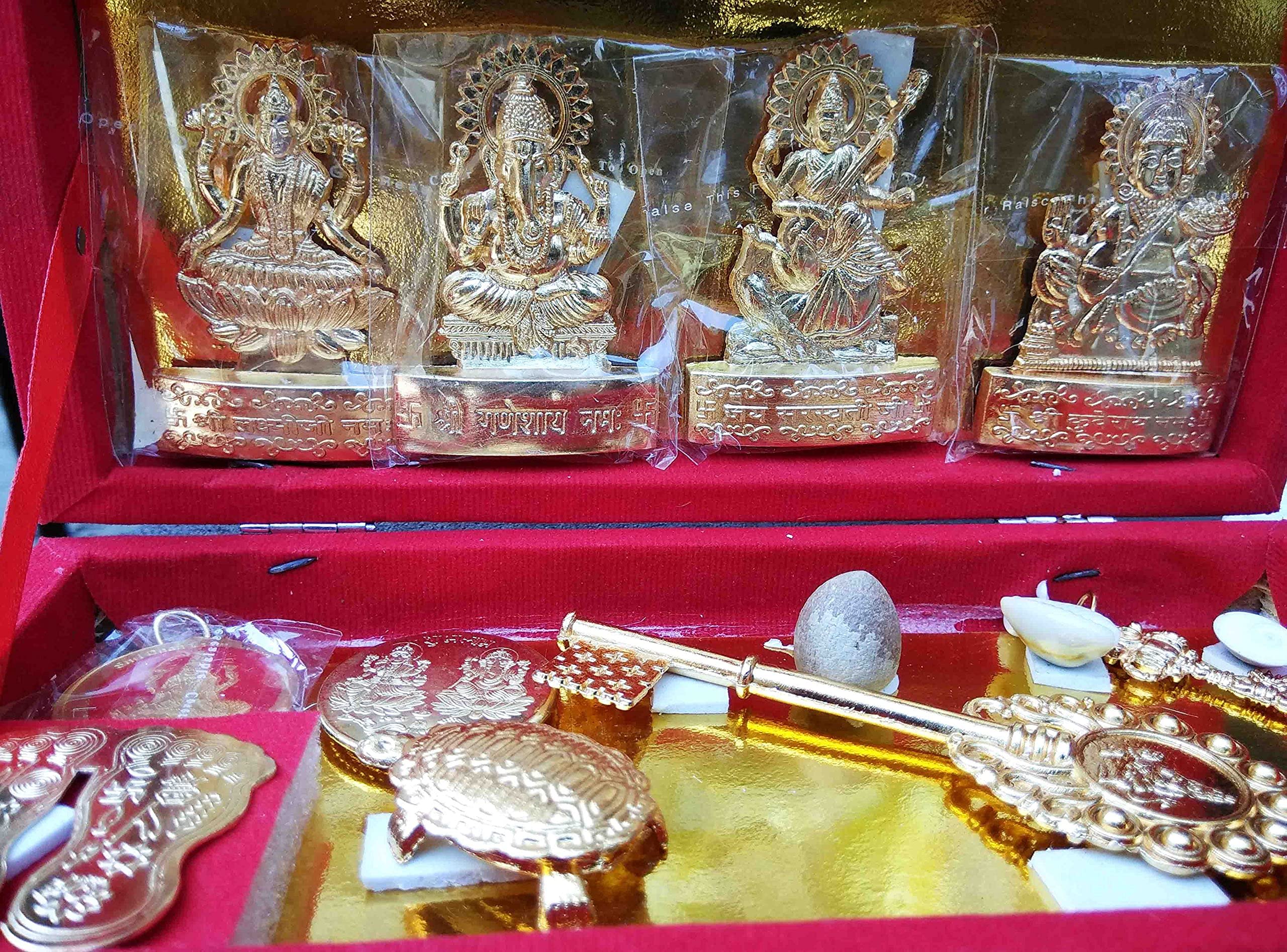 Radhna Spritual Brass Shri Sri Dhan Laxmi- Kuber Bhandari Yantra (Gold)