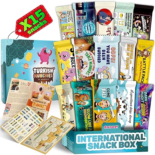 Midi International Food Hamper | Premium Exotic Foreign Foods | Unique Hampers & Gourmet Gift for Men and Women | American Alike Retro Turkish Foods | 12 Full-Size + 1 Bonus Snacks