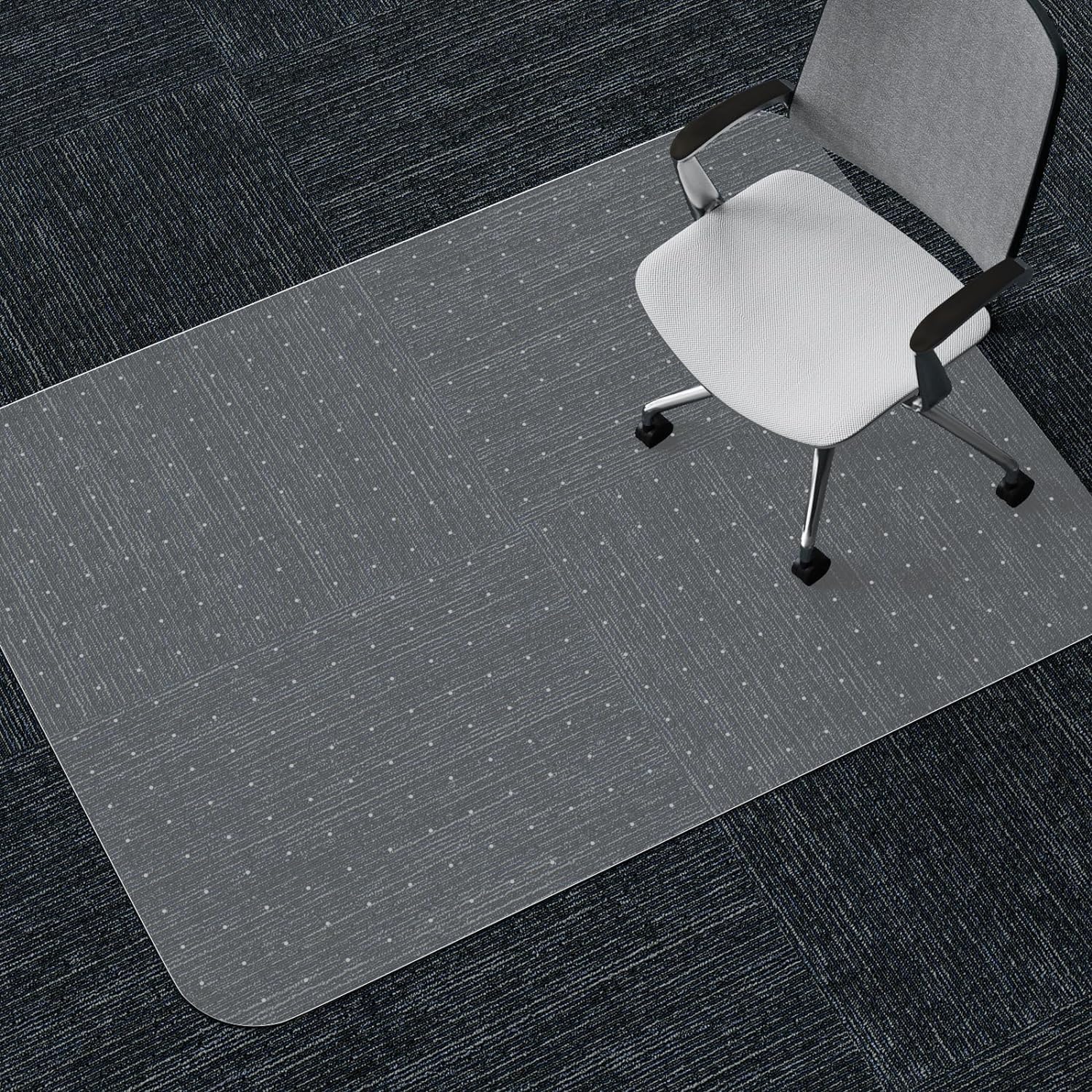 WASJOYEOffice Chair Mat for Carpet, 90x120 cm (3'x4') Non-slip Carpet Protector Chair Mat PVC Home Office Chair Mat, 2.2mm Thick Rectangular Floor Protectors for Chairs, Transparent Carpet Protector