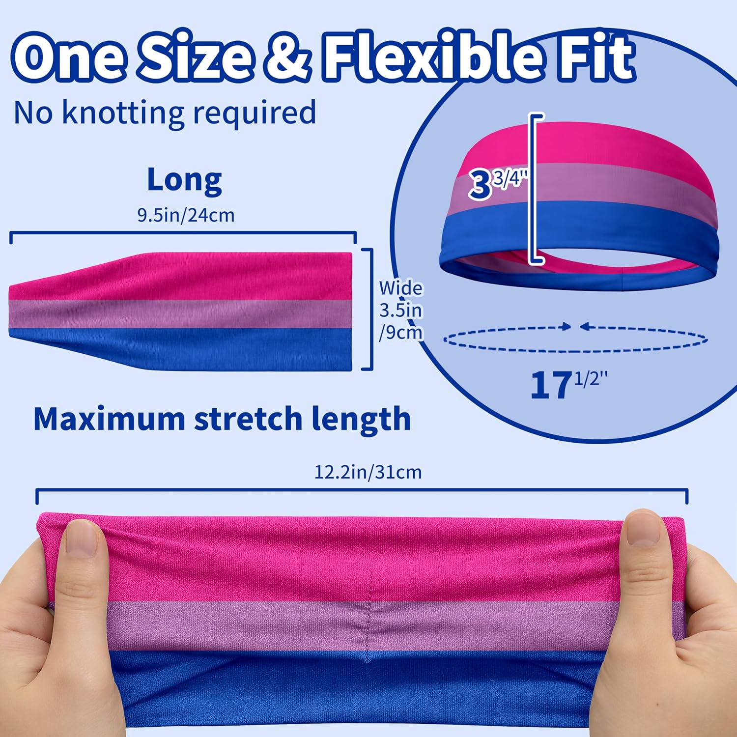 Sports Headband Unisex, Flag Pattern Sweatband for Men Women, Fashion Stretchy Moisture Wicking Hair Band Headwrap