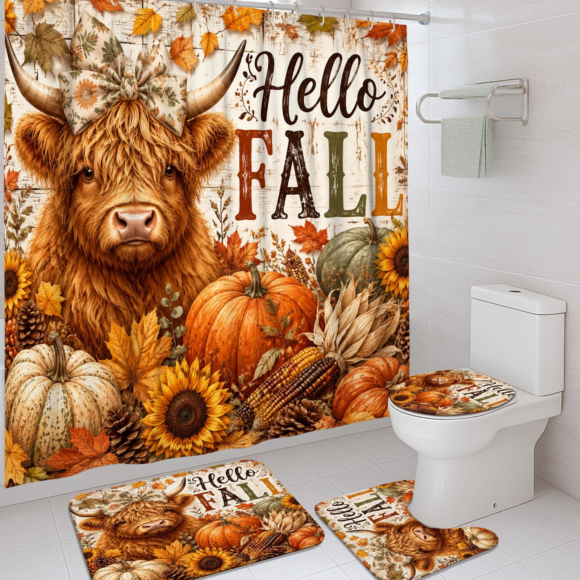 Rideau de douche motif vache et tournesol pour ambiance de dortoir