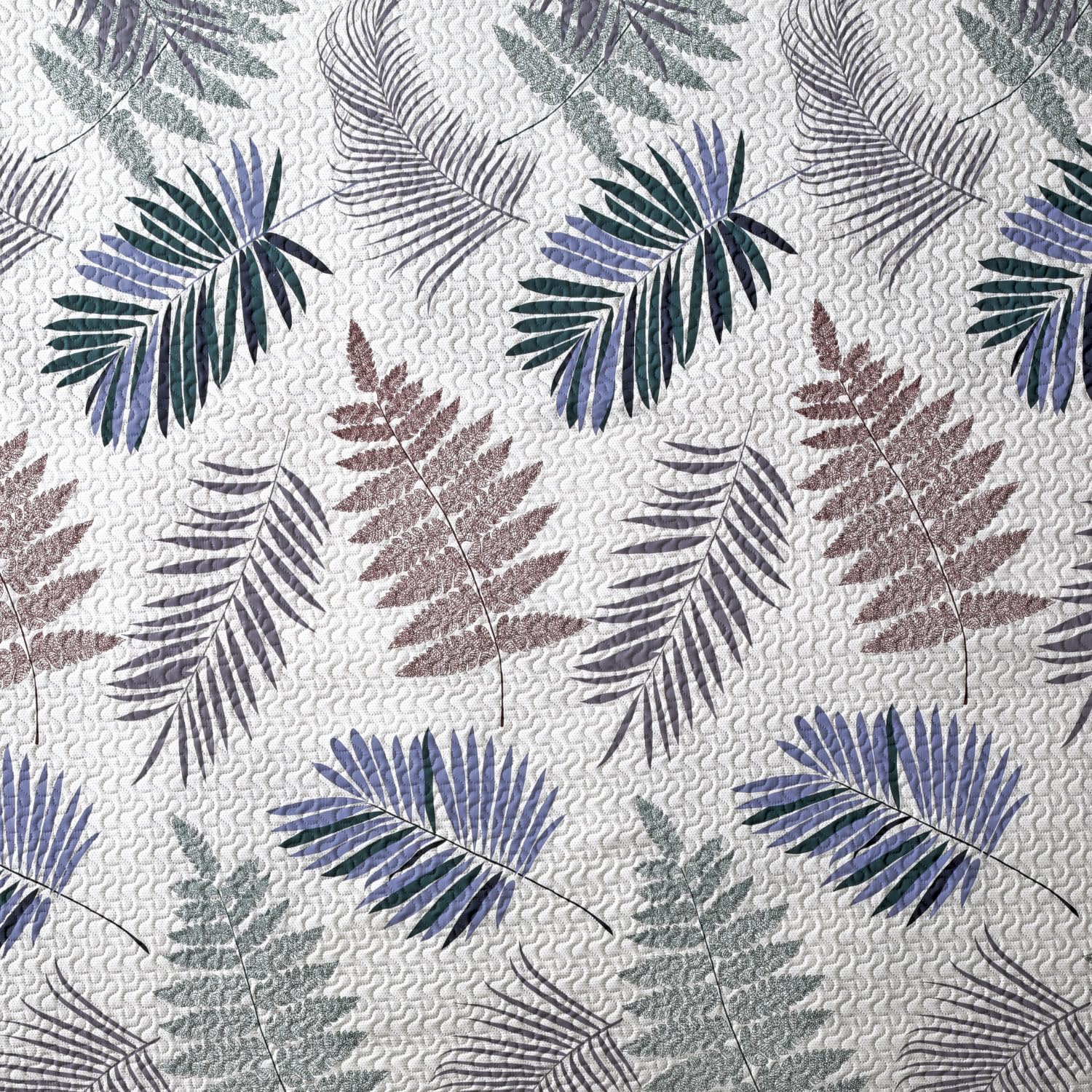 Delindo Lifestyle Largo Couvre-lit matelassé pour lit double Motif feuilles tropicales 220 x 240 cm
