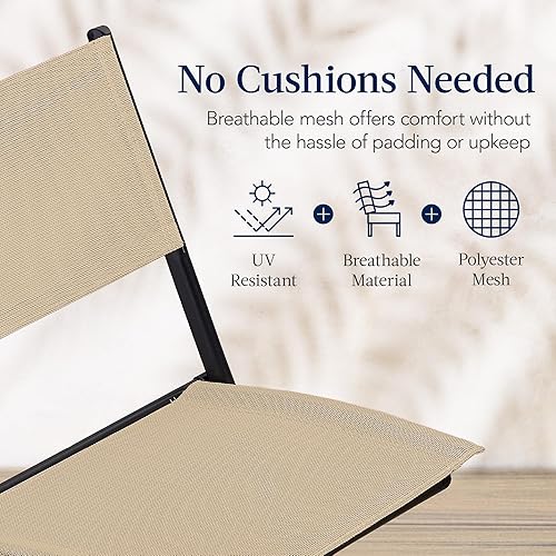 Miniatura 8 de Best Choice Products Juego de muebles de comedor de 3 piezas con mesa de vidrio texturizado, 2 sillas plegables de acero, tela de poliéster, color