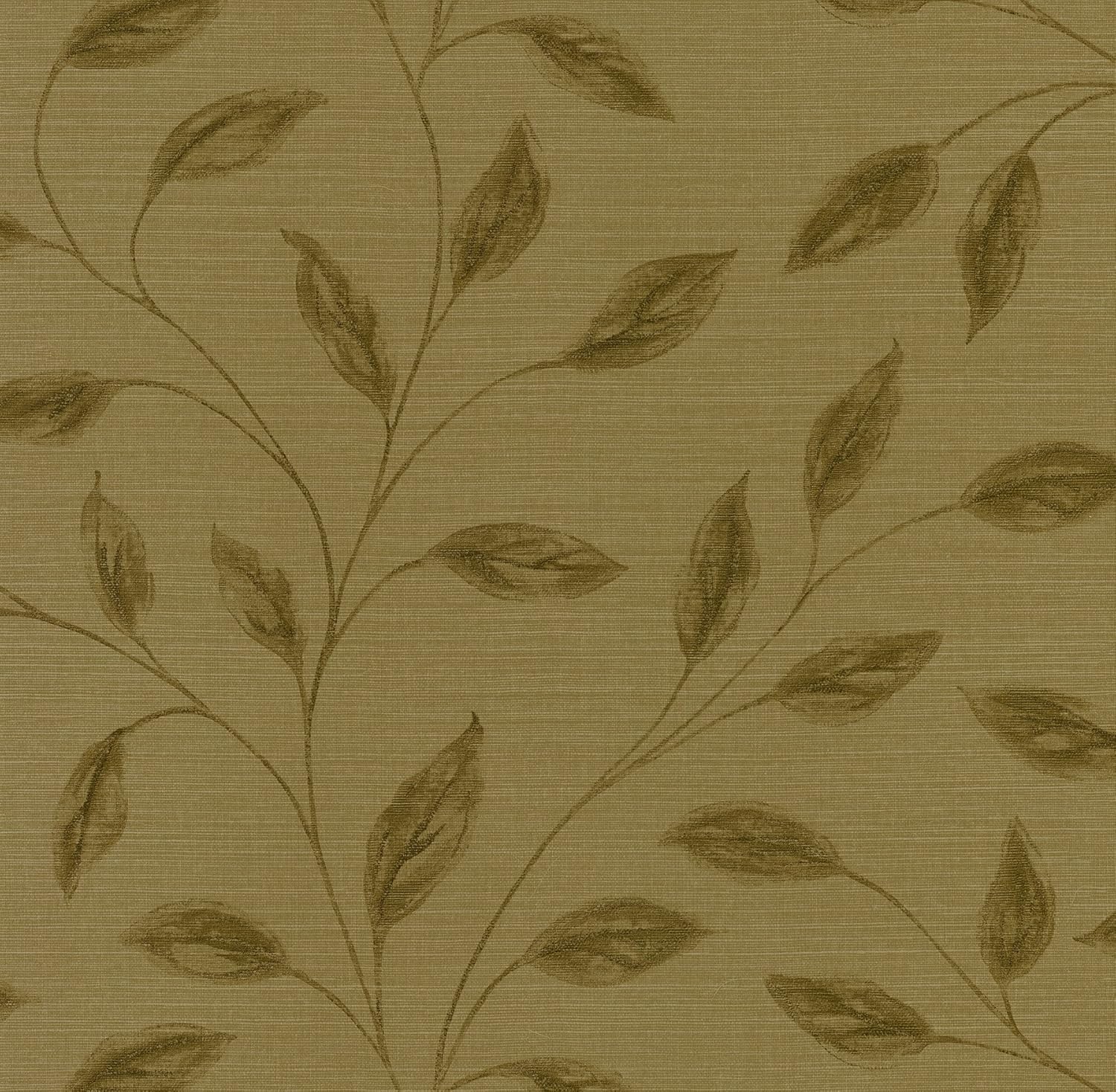 Brewster Home Fashions Kenneth James 566-43985 Echo Design Elspeth Brown Metallic Leaf Wallpaper