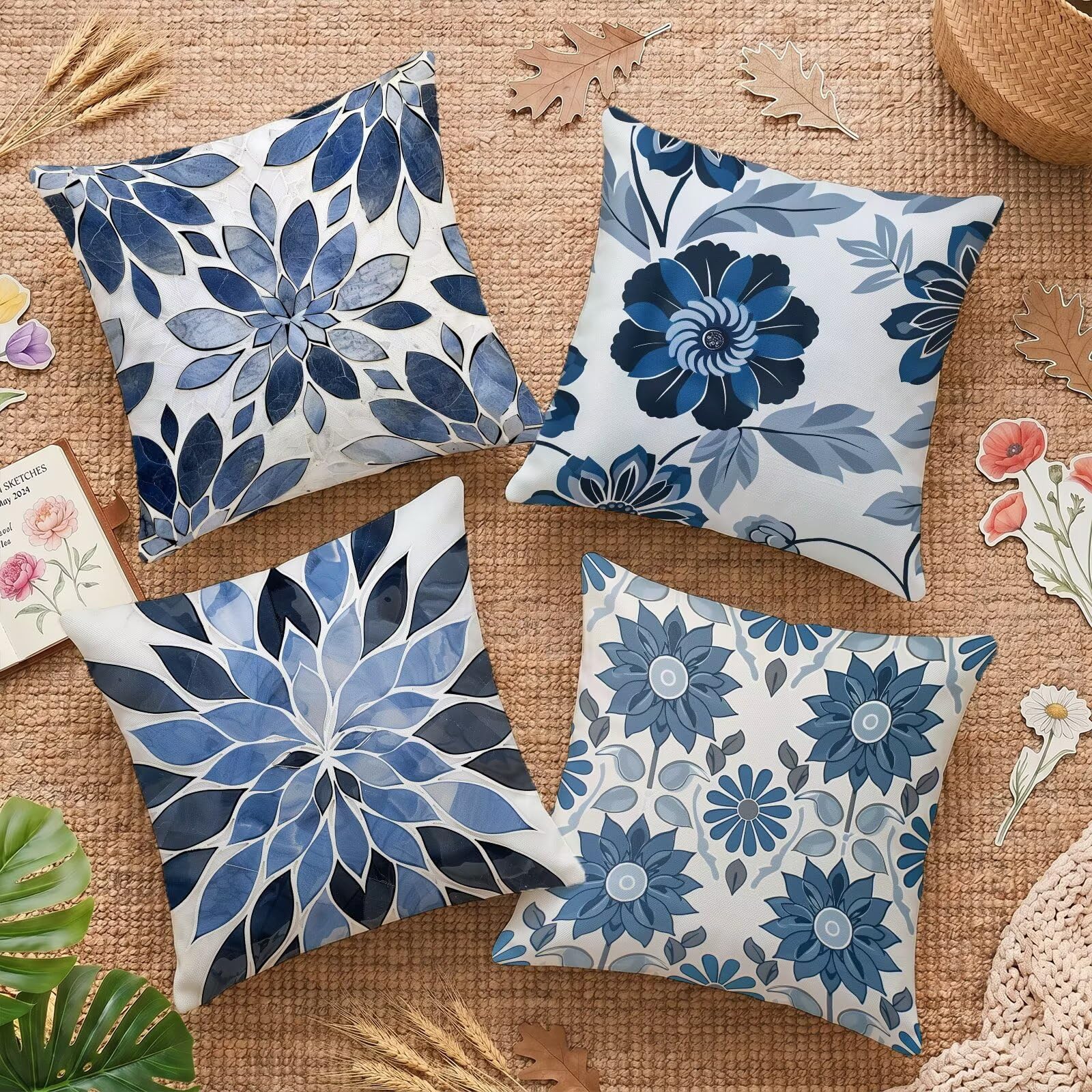 Housse de coussin canapé bleu marine 60x60 imperméable pour protéger vos assises de jardin