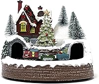 Vista 9 de allgala Casa de Navidad de Polirresina Artesanal Decoración Coleccionable Figura de Casa de Edificio con USB y Batería Fuente de Alimentación Dual