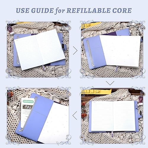 Vista 15 de Diario de bloqueo para mujeres y niñas, diario vintage con cerradura personal recargable, diario de bloqueo de cuero, cuaderno de escritura B6