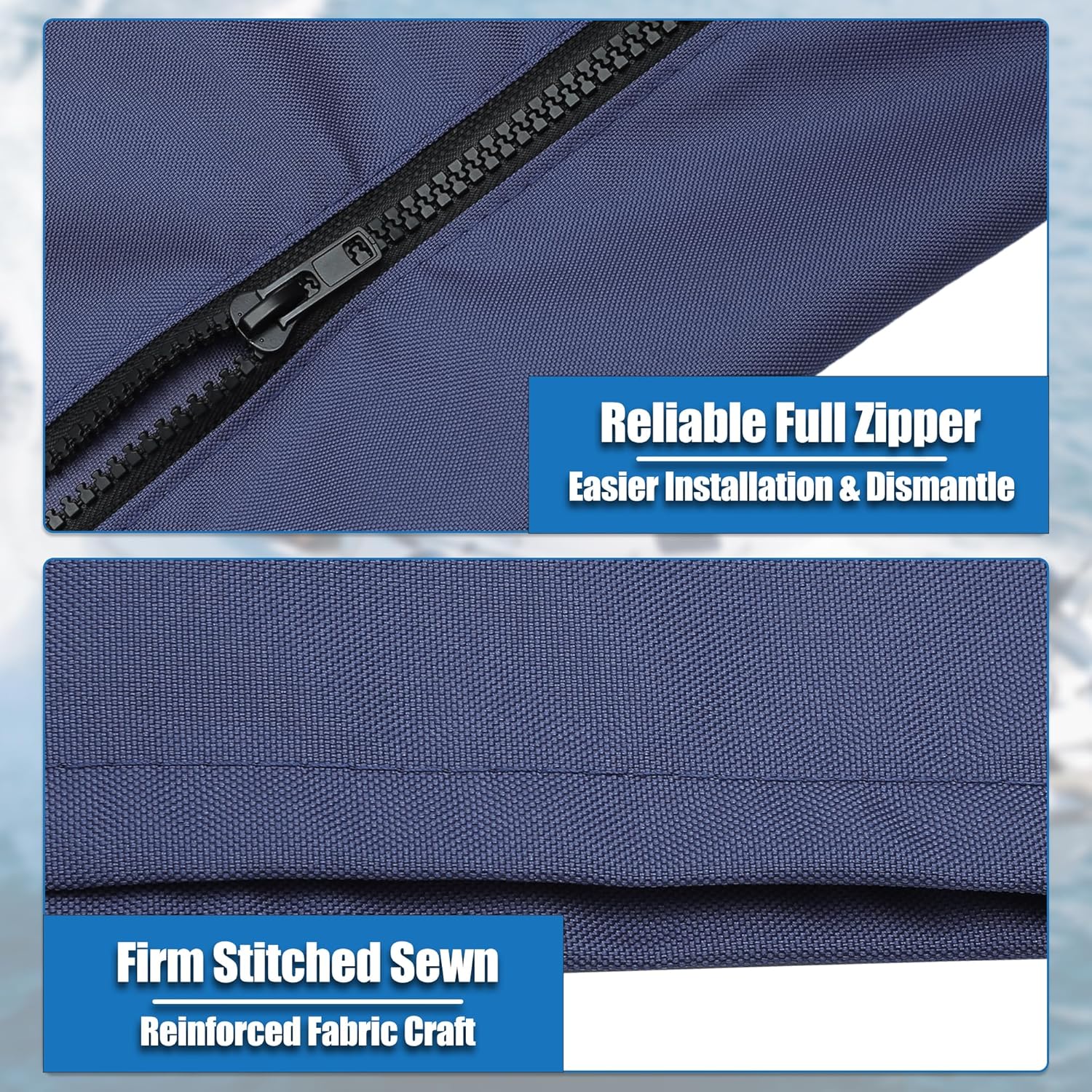 X AUTOHAUX Square Frame Bimini Top Storage Boot Cover with Stern Light Hole Boat Bimini Storage Bag with 2 Fixed Straps for 3 Bow 4 Bow 1 Set