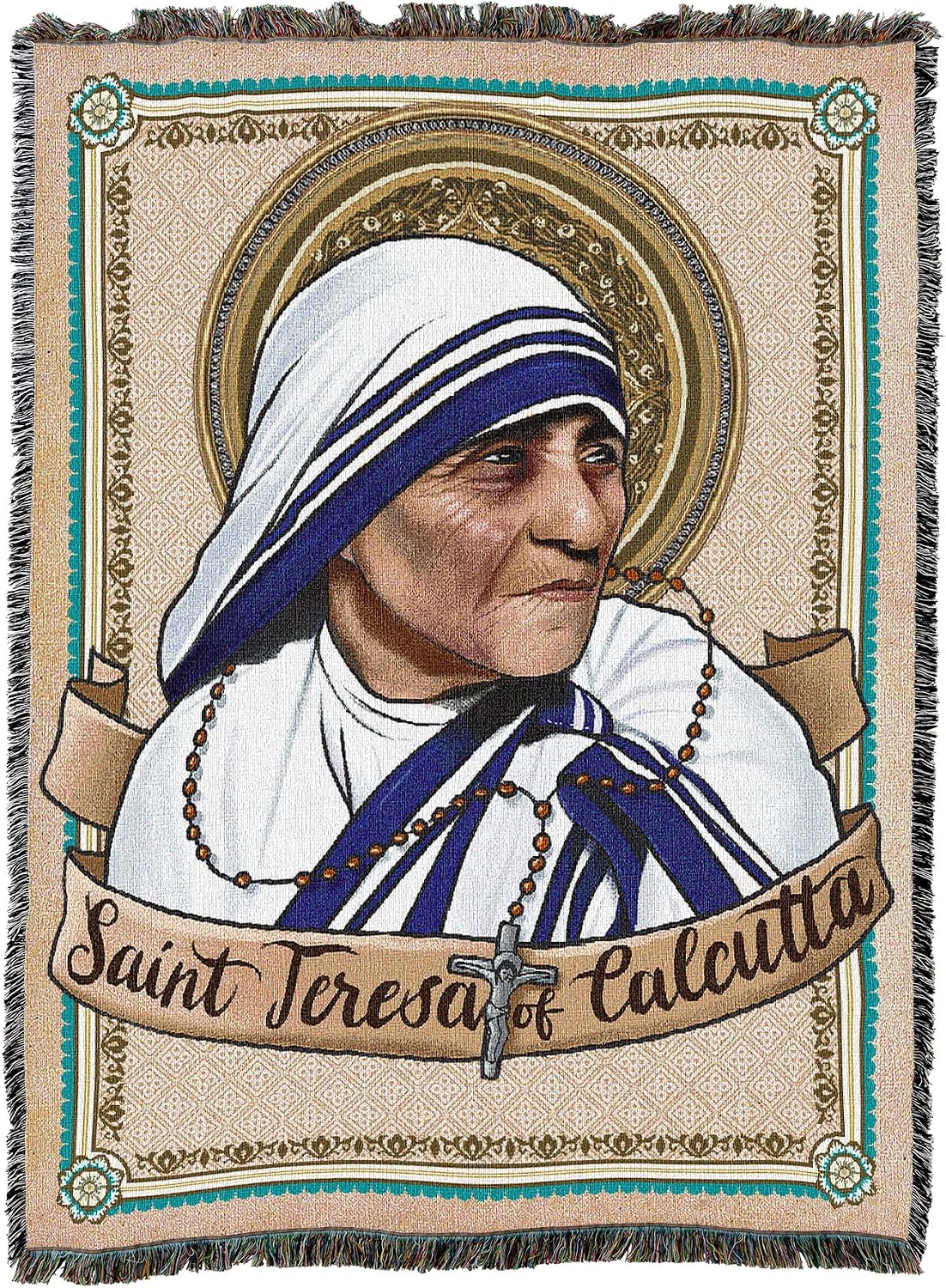 Pure Country Weavers Mother Teresa Blanket - Patron of World Youth Day - Religious Gift Tapestry Throw Woven from Cotton - Made in the USA (72x54)