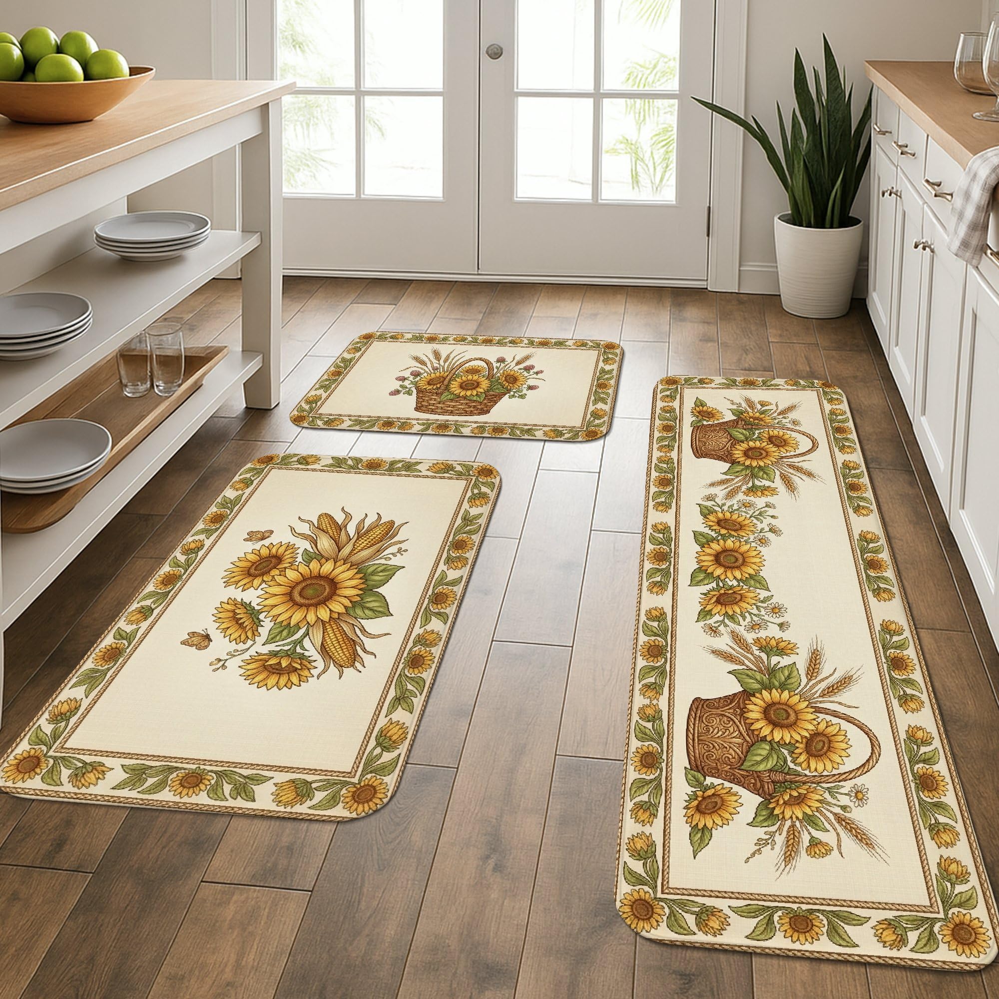 Tapis de cuisine anti fatigue tournesol rustique tapis de sol lavable