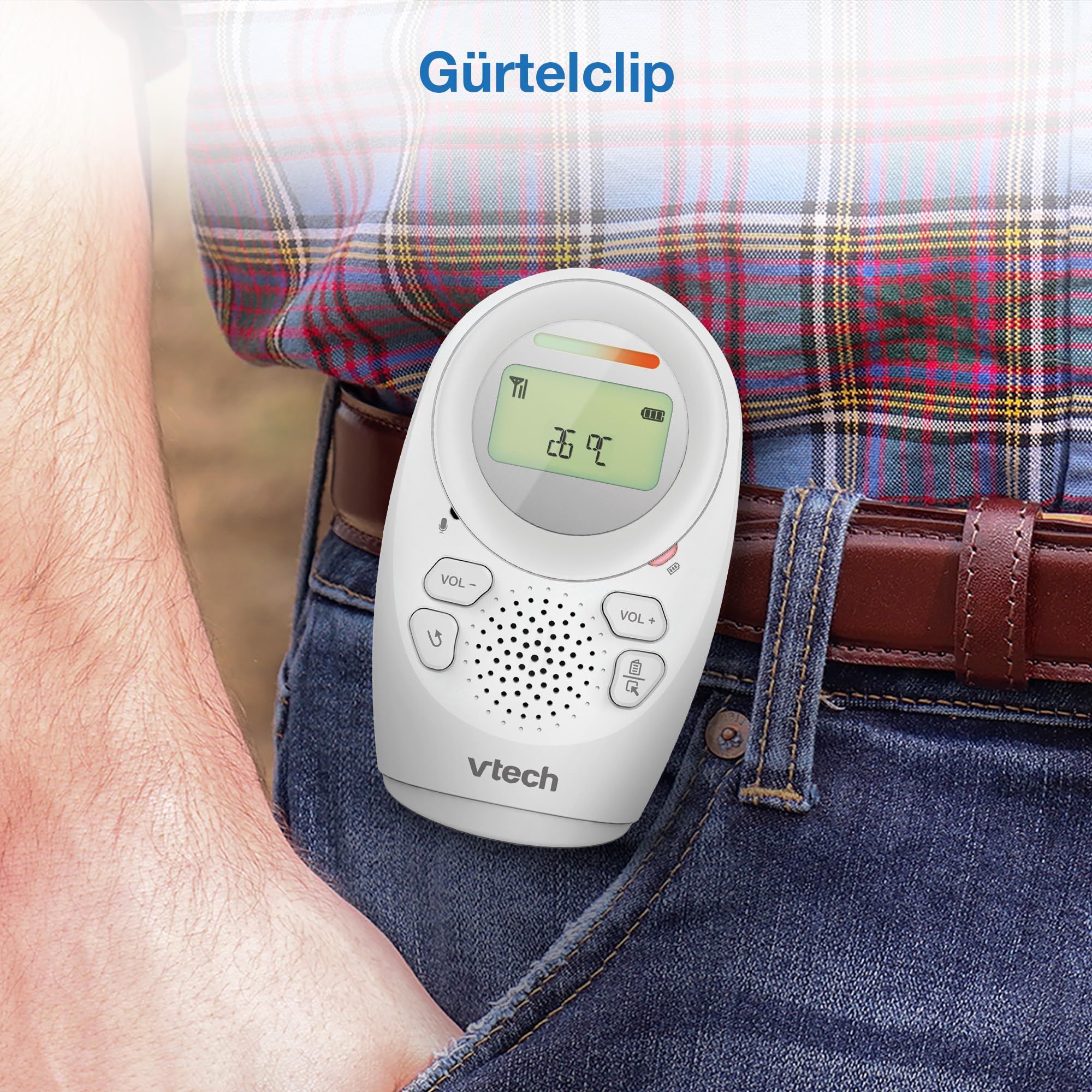 VTech Digitales Audio-Babyphon DM1212 – DECT-Technologie, Gegensprechfunktion, Geräuschpegelanzeige, Temperatursensor, Sternenhimmel-Nachtlicht u. v. m. – Mit Eltern- und Babyeinheit