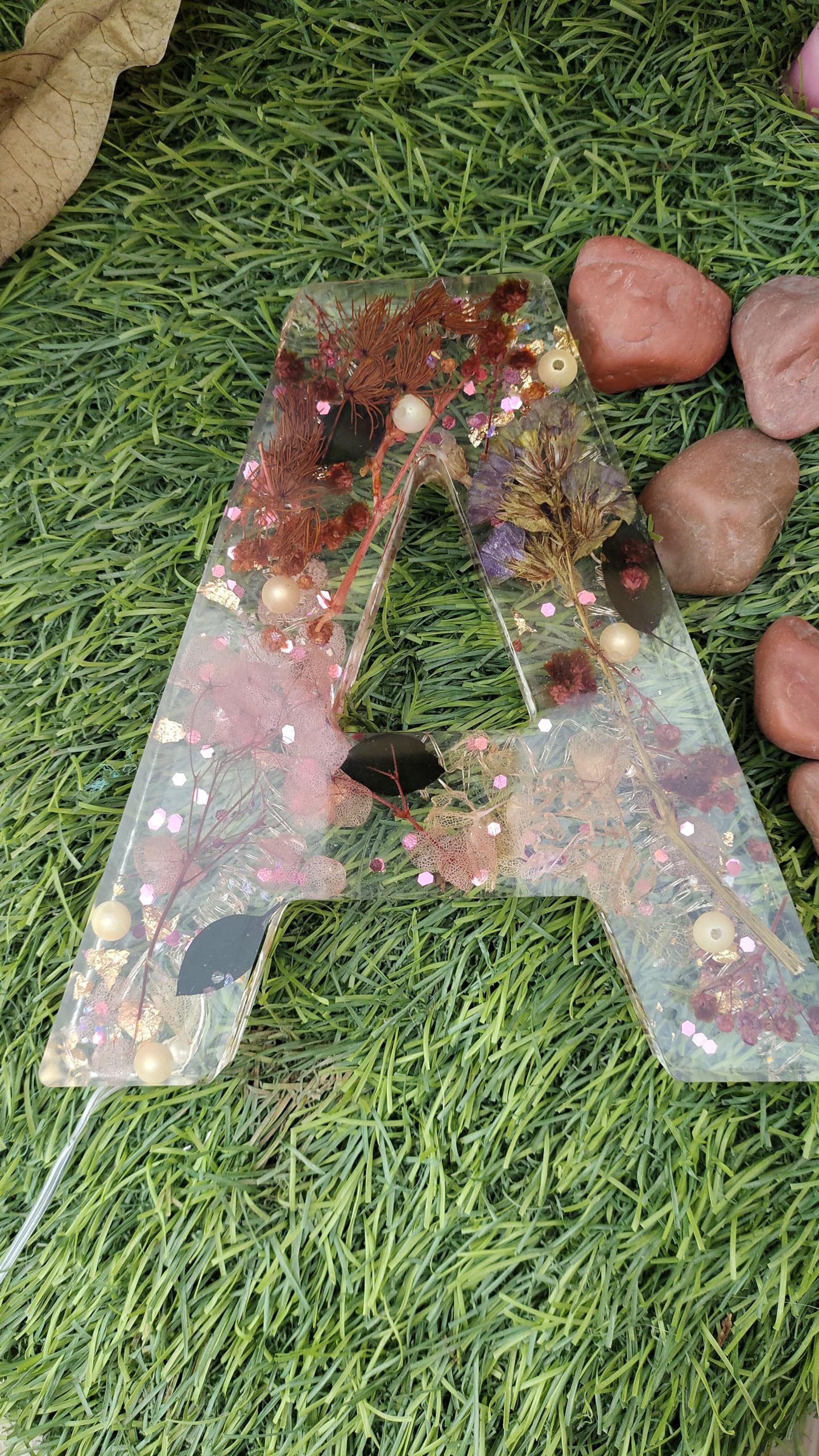Large 6.2-Inch Epoxy Resin Letter A with inbuilt Lightning - Ideal for Garden, Living Room, and Kids' Room Decor 3