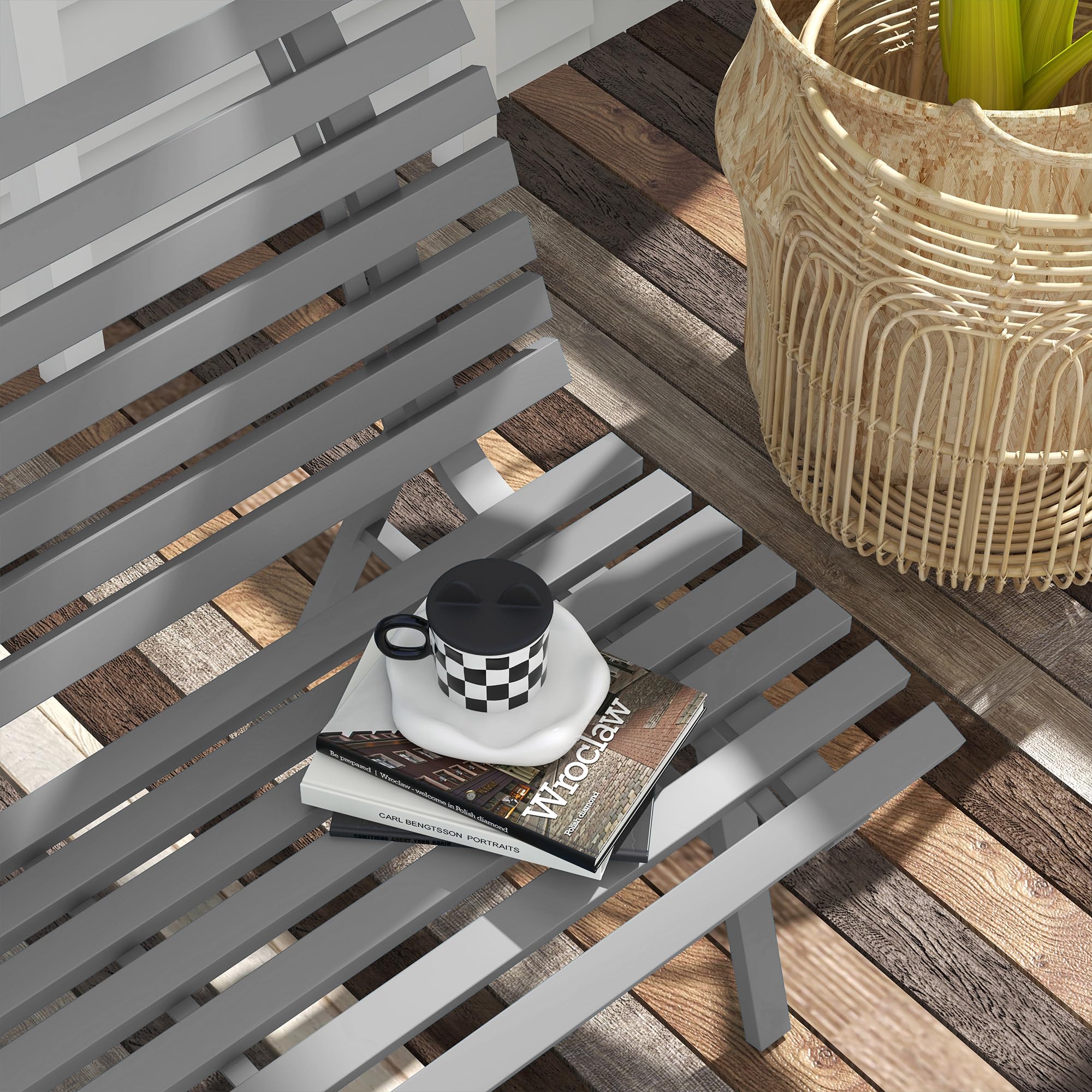 Outsunny Panchina da Giardino da 2 Posti, Panchina da Esterno a Doghe in Alluminio, Panca per Terrazza Patio e Cortile, 123x67x79 cm, Grigio