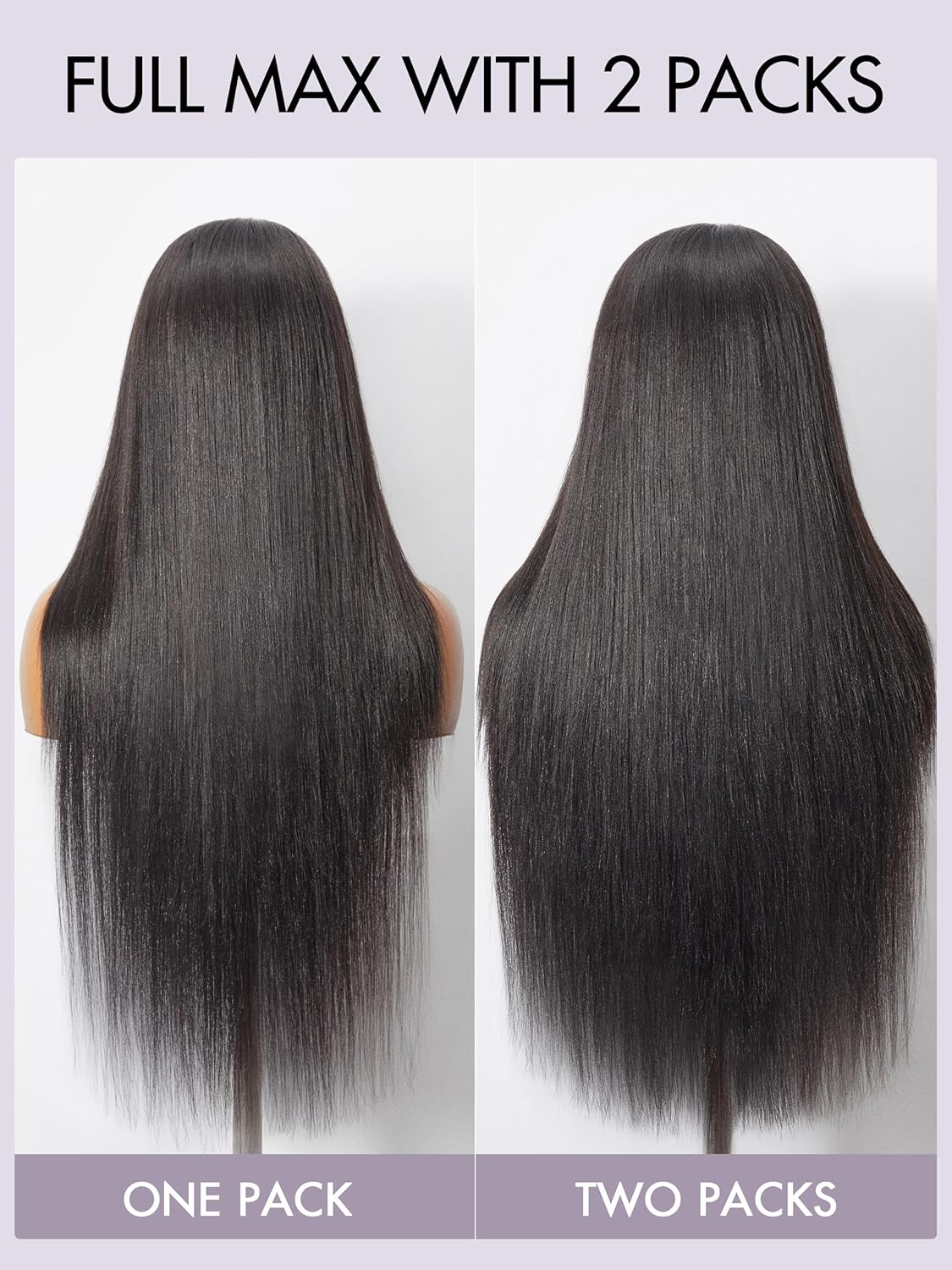 LUVME HAIR 2 Pack Yaki Straight Seamless 270g 18Pcs Clip in Hair Extensions Full Max with 16inch Remy Human Hair Extensions, Natural Black 100% Real Soft Human Hair