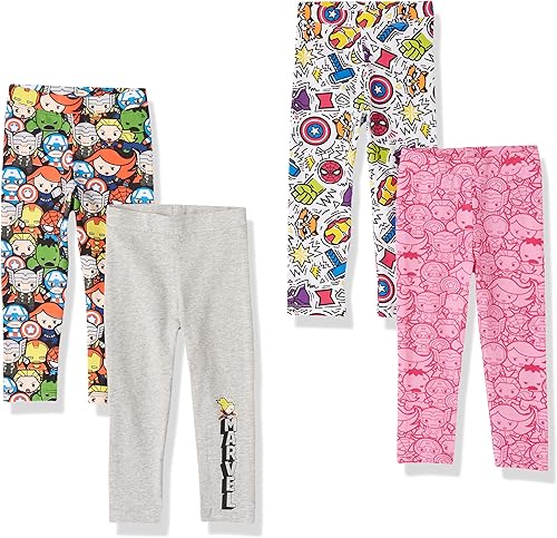 Vista 11 de Yaxa Essentials Disney Marvel Star Wars Frozen Leggings para niñas y niños pequeños, multipaquetes