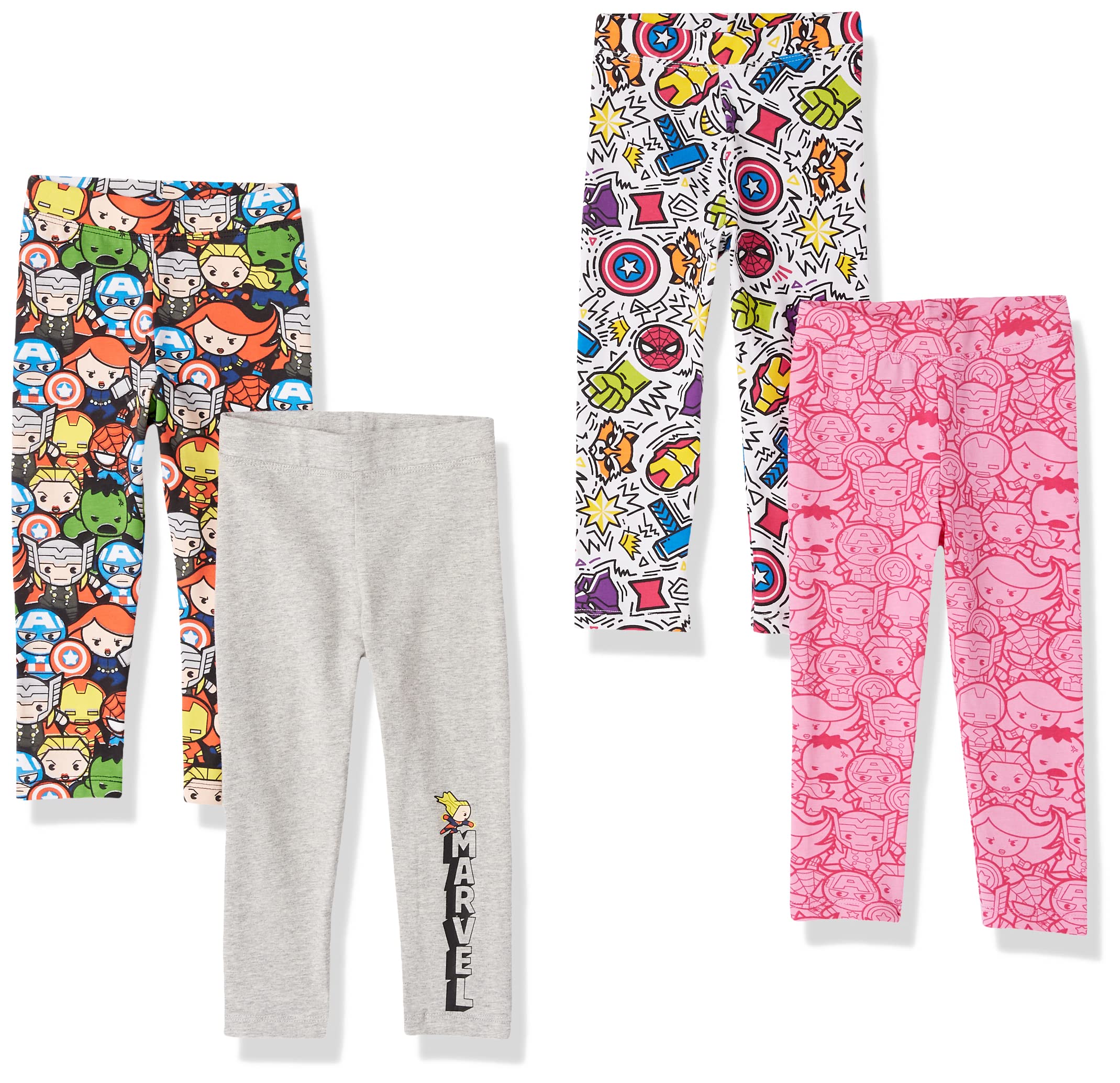 Amazon Essentials Disney | Marvel | Star Wars | Frozen | Princess Girls and Toddlers' Leggings, Multipacks - 1