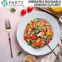 Vista 206 de Party Bargains Disposable Plastic Black Gold Cutlery Set, Infinity Modern Design Utensils, 40 Pack: 16 Forks, 8 Knives, 16 Spoons
