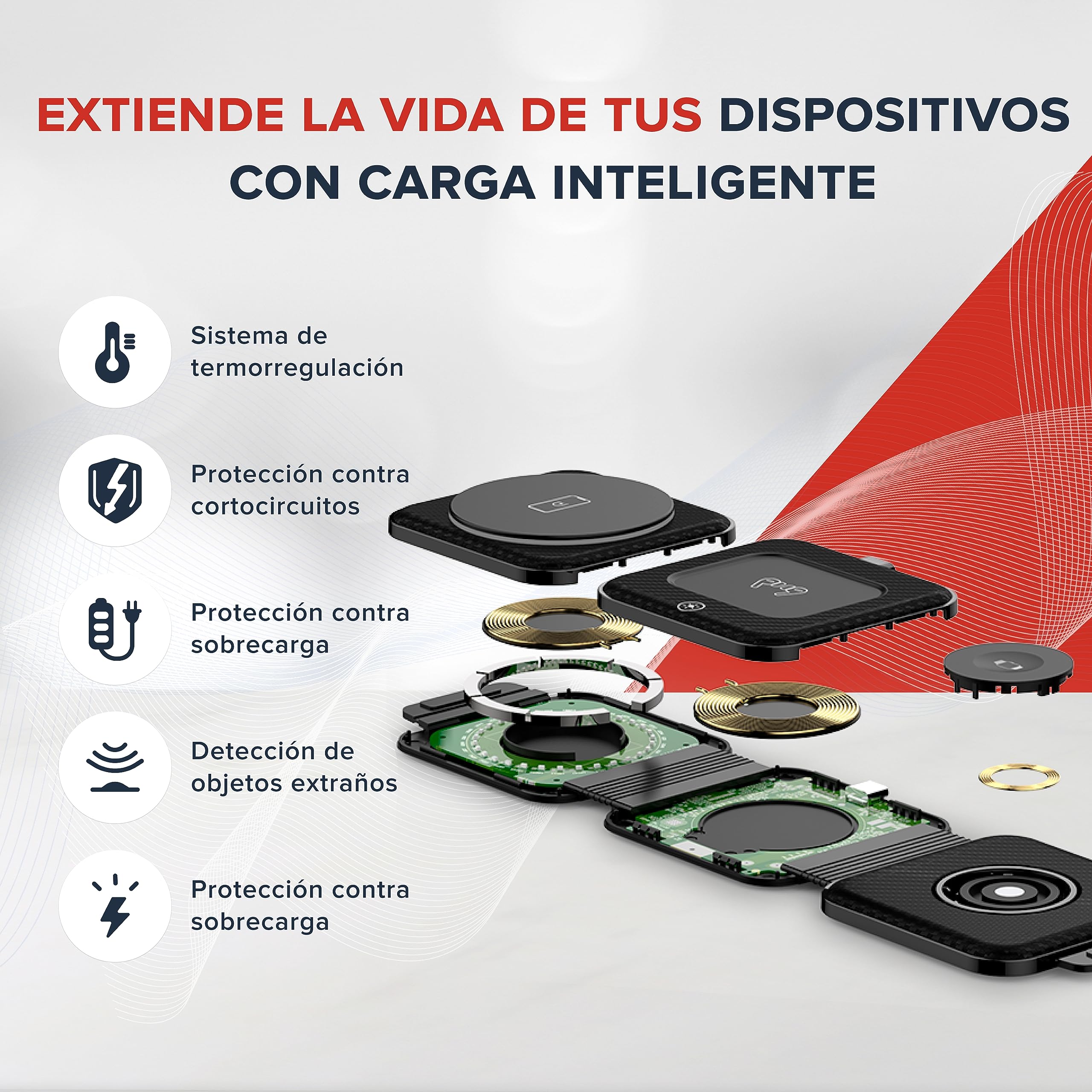 Canyon 3 en 1 Wireless Charger Base Cargador 18 W Estacion de Carga Rapida Compatible con iPhone, Watch, Airpods – Cargador Inalambrico Rapido 3 in 1 Viajes