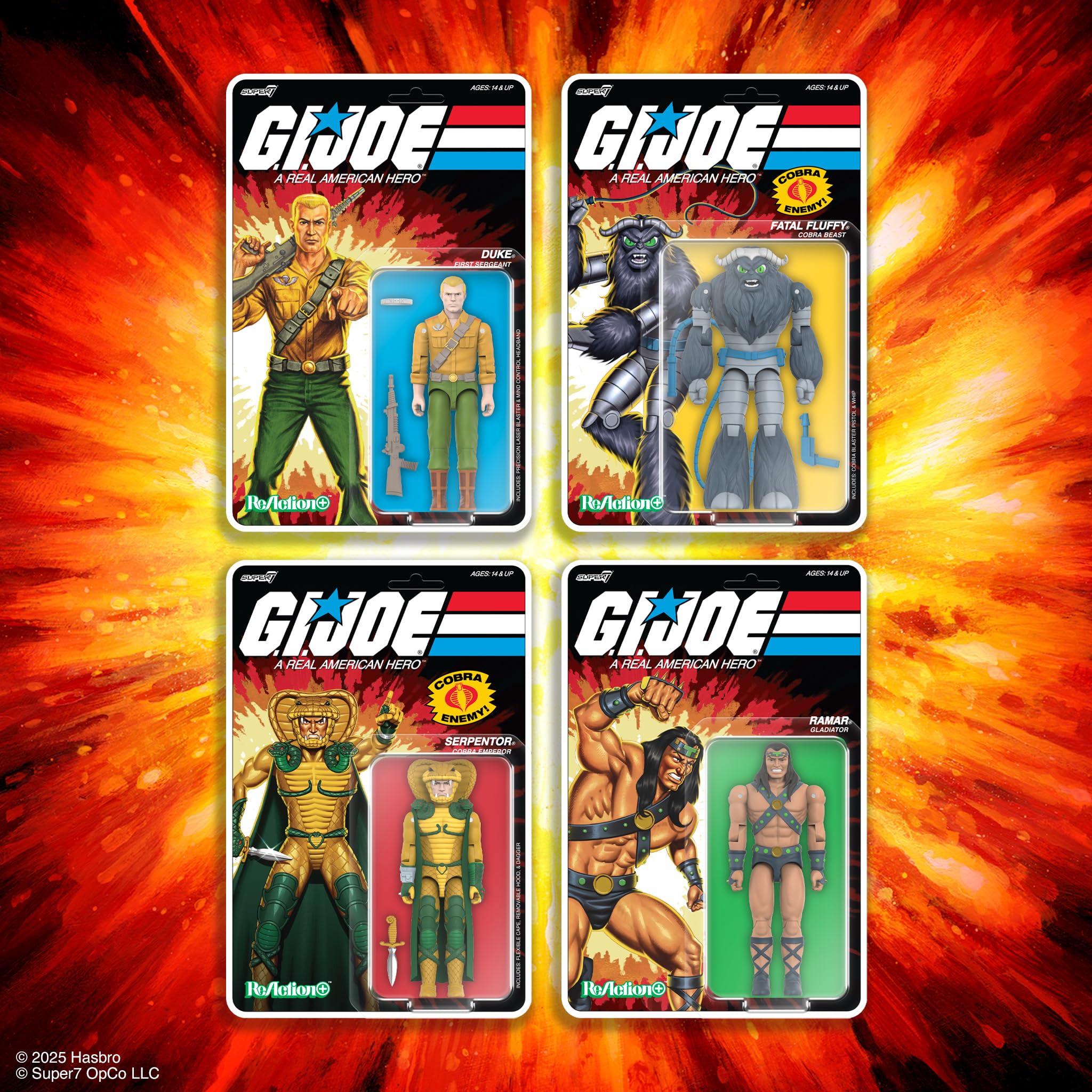 Super7 ReAction+ G.I. Joe Duke (Cartoon) - Action Figure 9,5 Cm Con Accessori E O-Ring