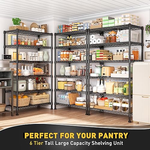 Miniatura 6 de REIBII Estantería de alambre de 6 neumáticos, estantes de almacenamiento de metal para carga de almacenamiento de 1000 libras, estantería resistente