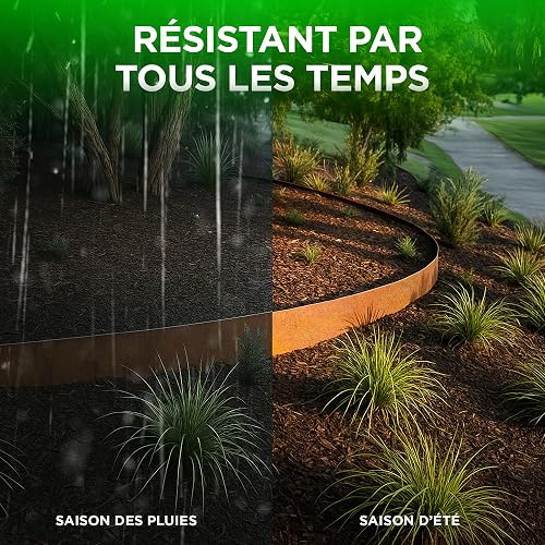 BIBODU Bordure Acier Corten 10 Mètres | Bordure Jardin Exterieur 14cm de Hauteur | Design Flexible & Facile à Installer | Gants, Cale en Bois, Connecteurs et eBook Inclus - 7