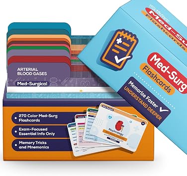 Med-Surg Flashcards for NCLEX 270 Color-Coded Study Cards for RN & PN Nursing Students | Disease, Labs & Nursing Care in One | High-Yield Clinical Concepts, Visual Learning & Fast Recall
